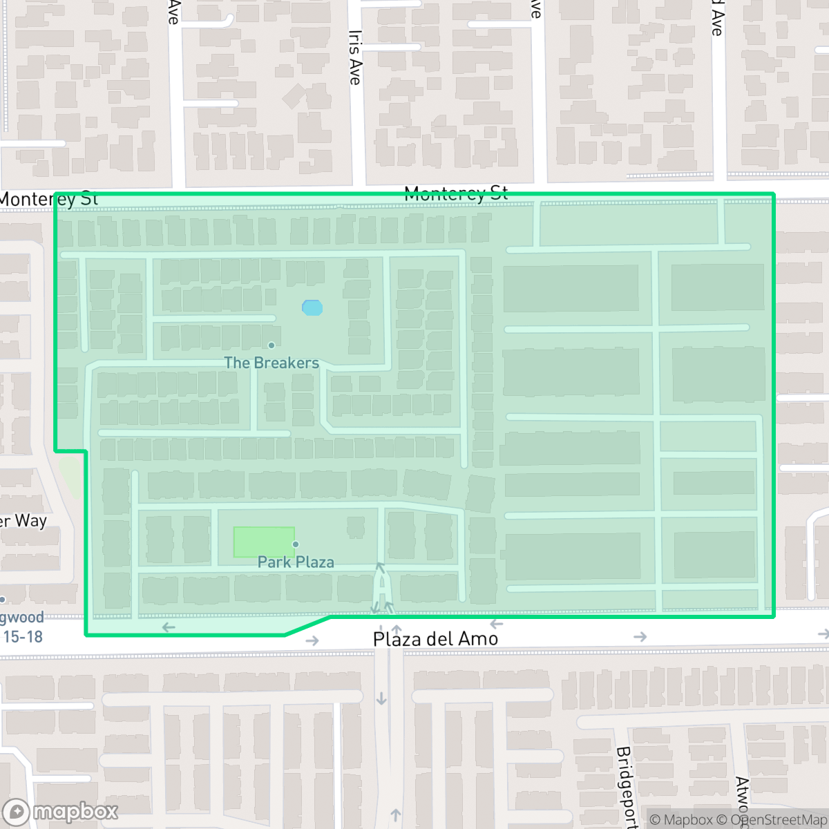 Map showing the location of Park Plaza, Torrance, CA