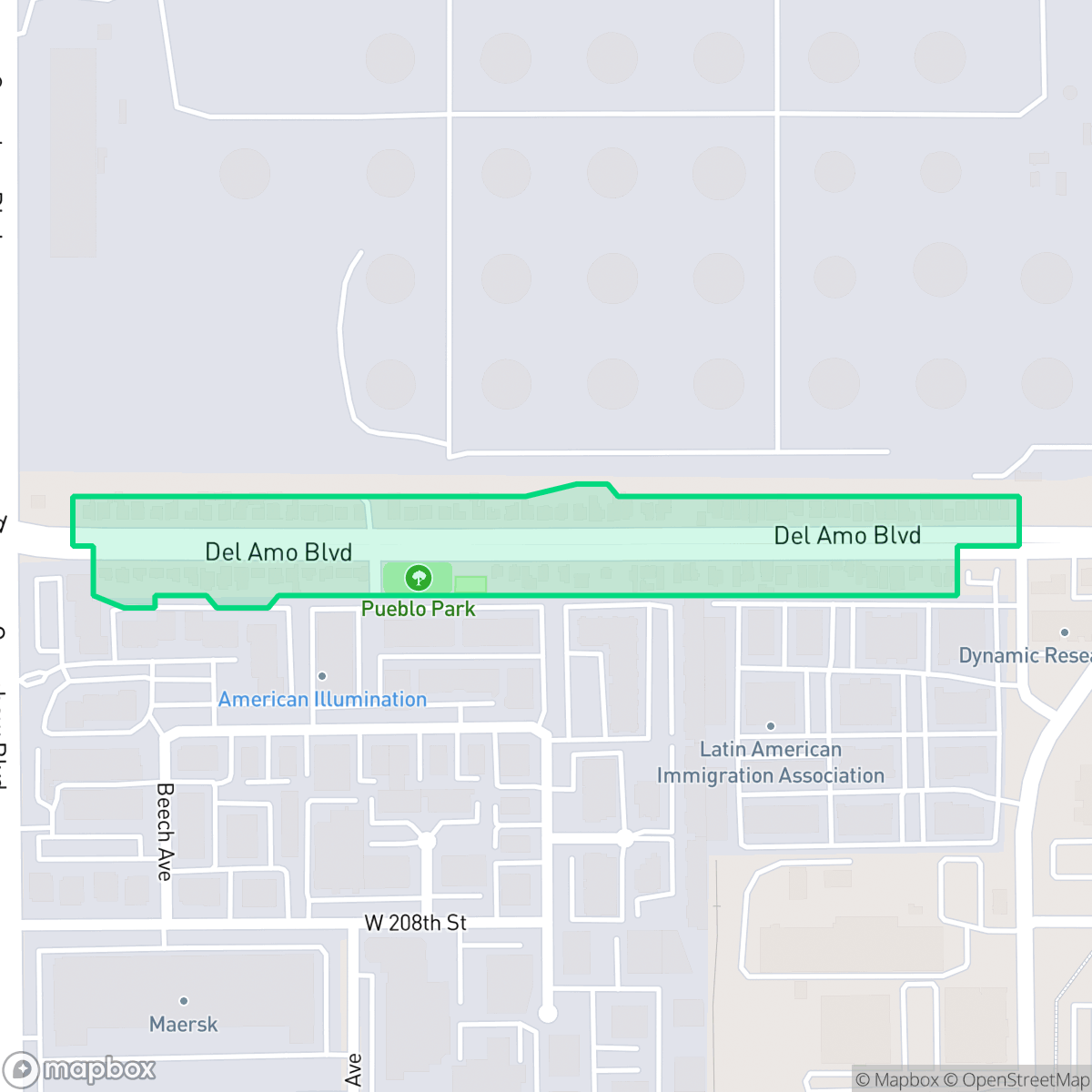Map showing the location of Pueblo, Torrance, CA