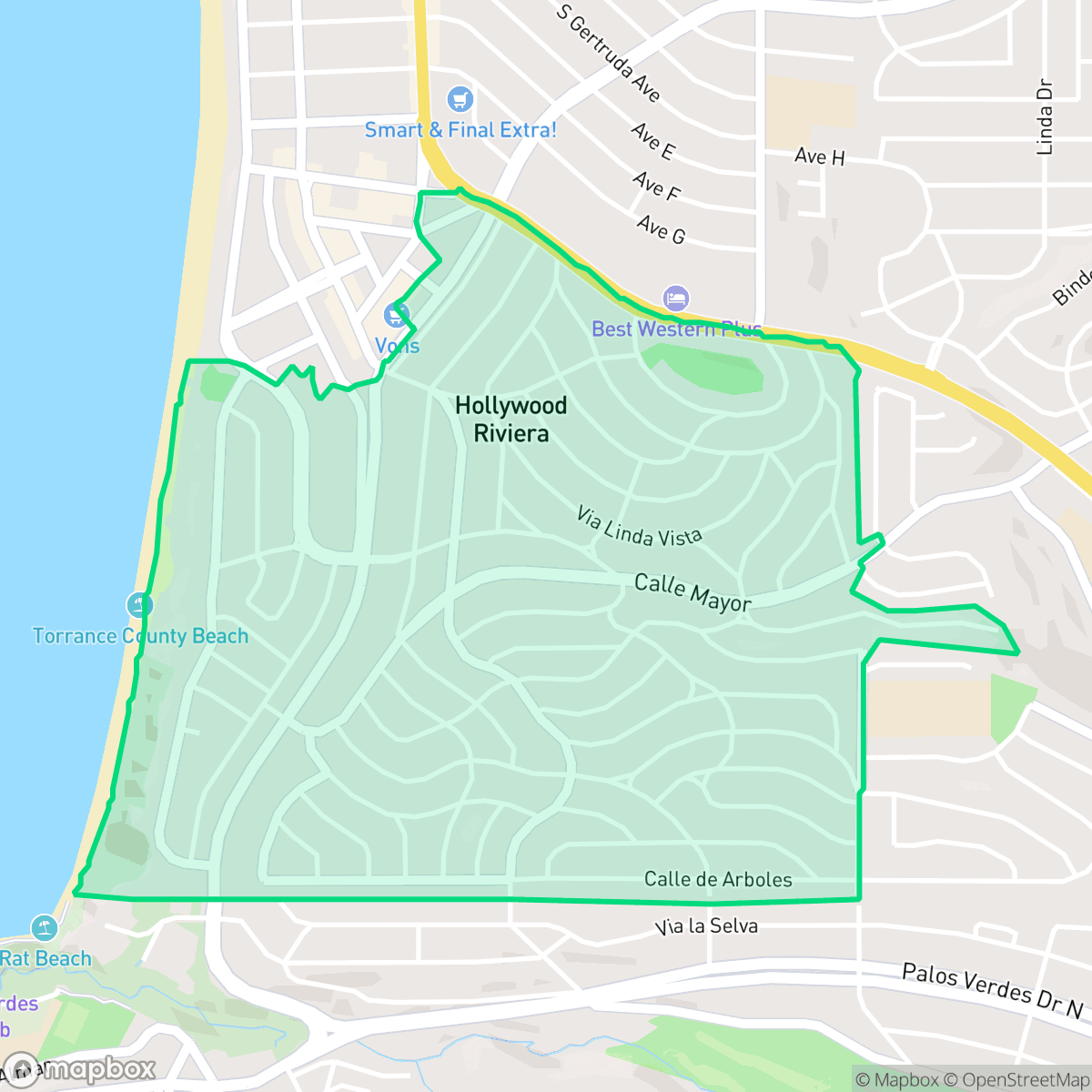 Map showing the location of Riviera, Torrance, CA