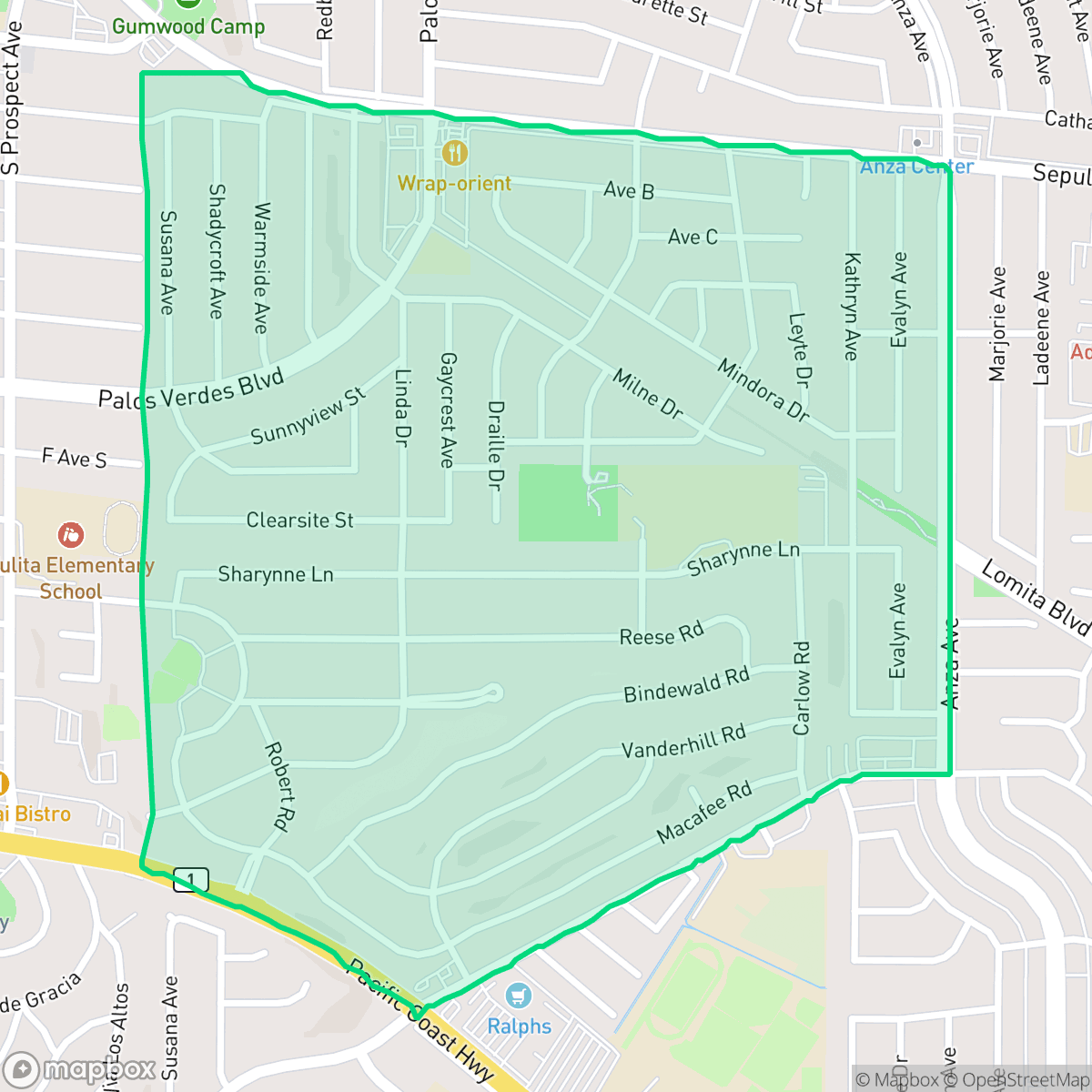 Map showing the location of Seaside, Torrance, CA