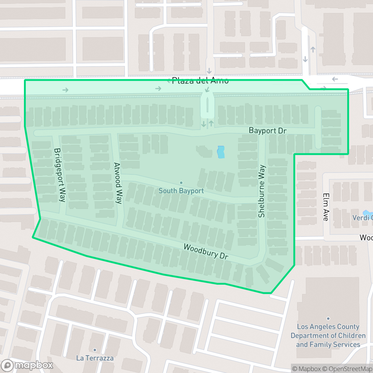 Map showing the location of South Bayport, Torrance, CA