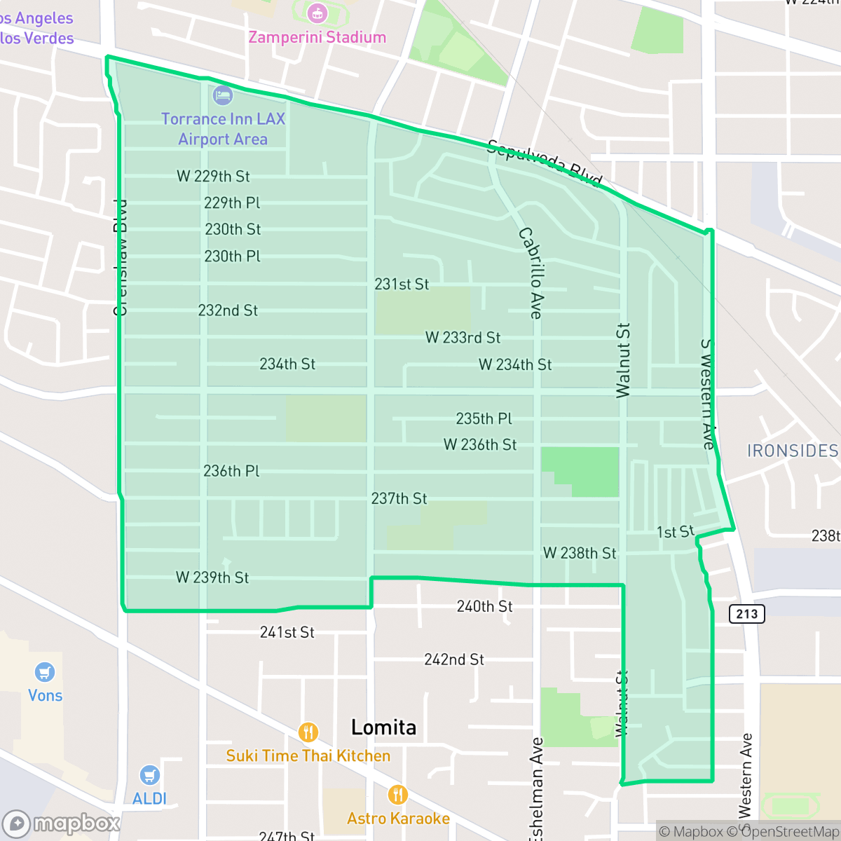 Map showing the location of Southeast Torrance, Torrance, CA