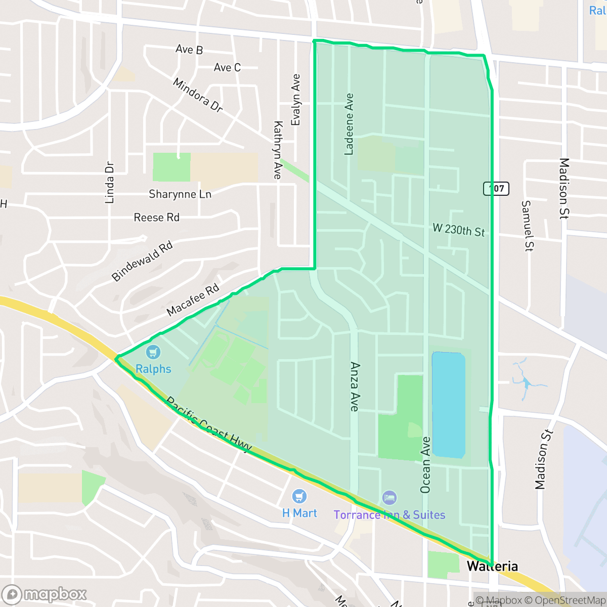 Map showing the location of Southwood Riviera, Torrance, CA