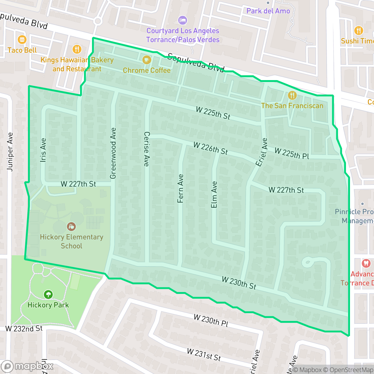 Map showing the location of Southwood Sunray, Torrance, CA