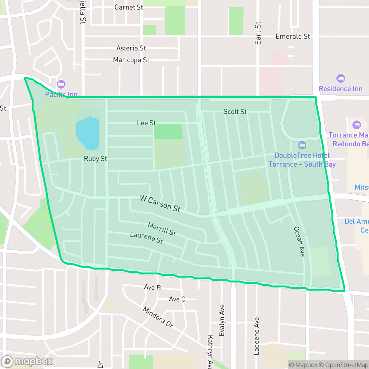 Map showing the location of Southwood, Torrance, CA