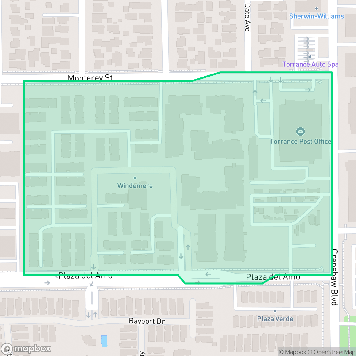 Map showing the location of Torrance Windemere, Torrance, CA