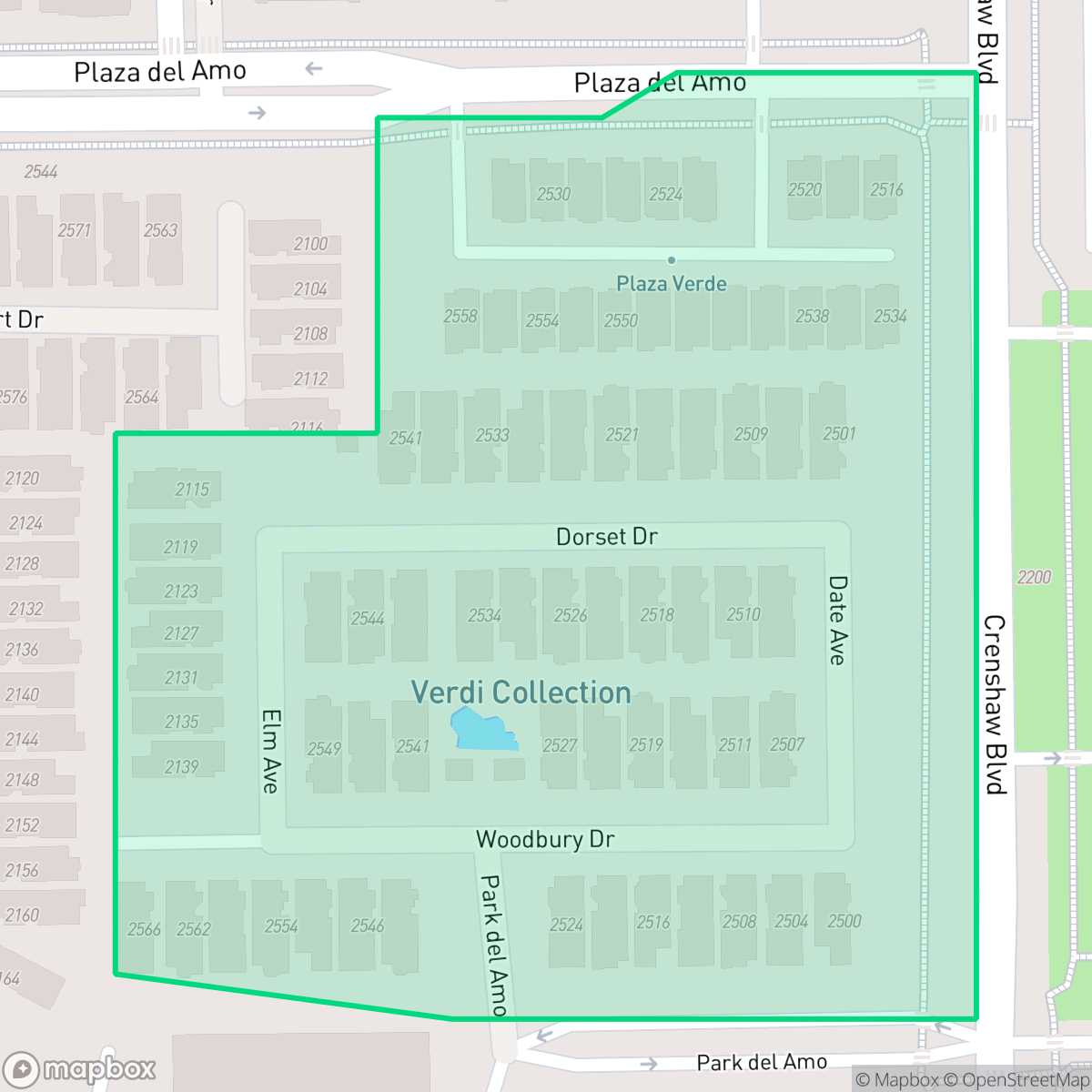 Map showing the location of Verdi Estates, Torrance, CA