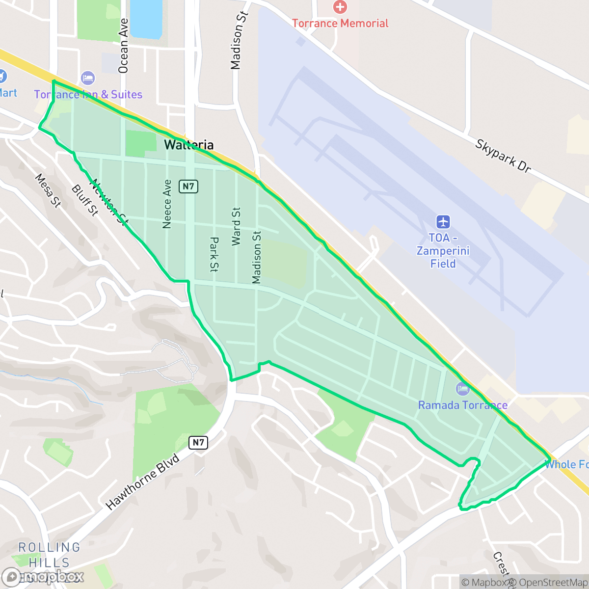 Map showing the location of Walteria, Torrance, CA