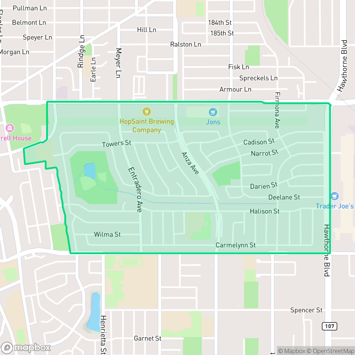 Map showing the location of West Torrance, Torrance, CA