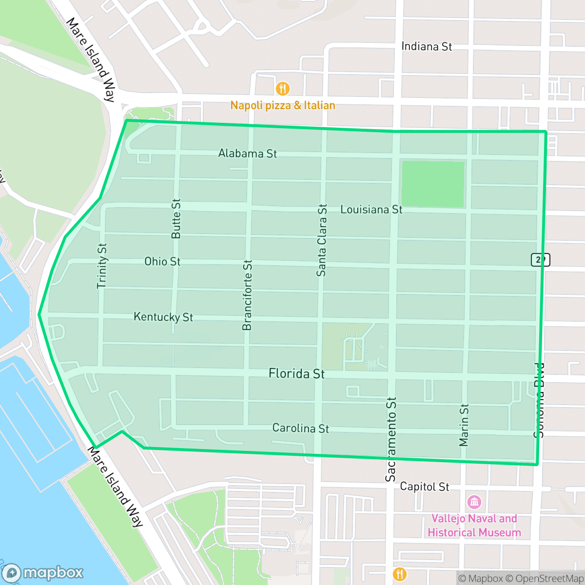 Map showing the location of Saint Vincents Hill Historic District, Vallejo, CA