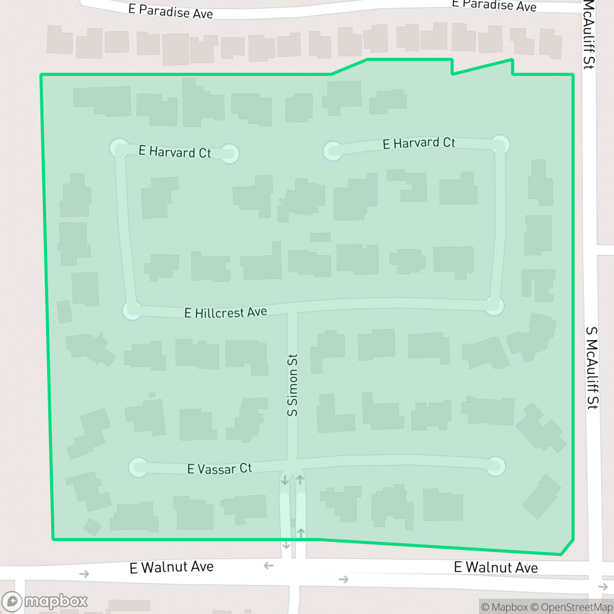 Map showing the location of Bonaventure, Visalia, CA