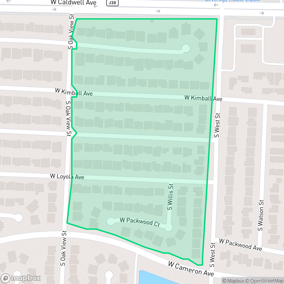 Map showing the location of Caldwell West Estates, Visalia, CA