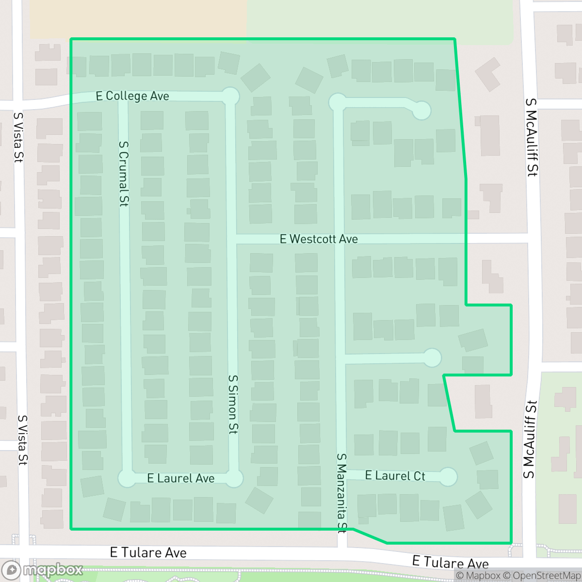 Map showing the location of Candelas, Visalia, CA