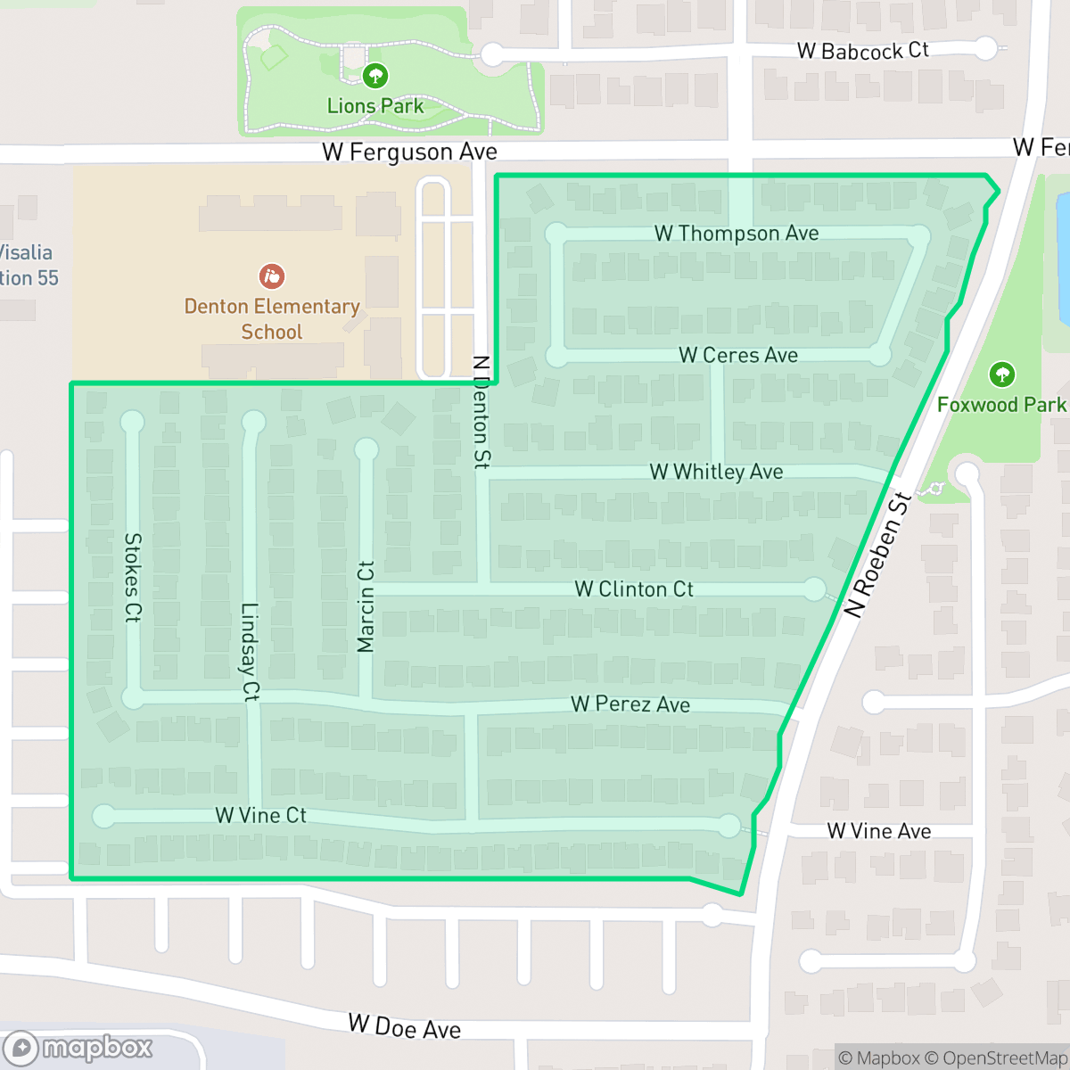 Map showing the location of Eagle Creek, Visalia, CA