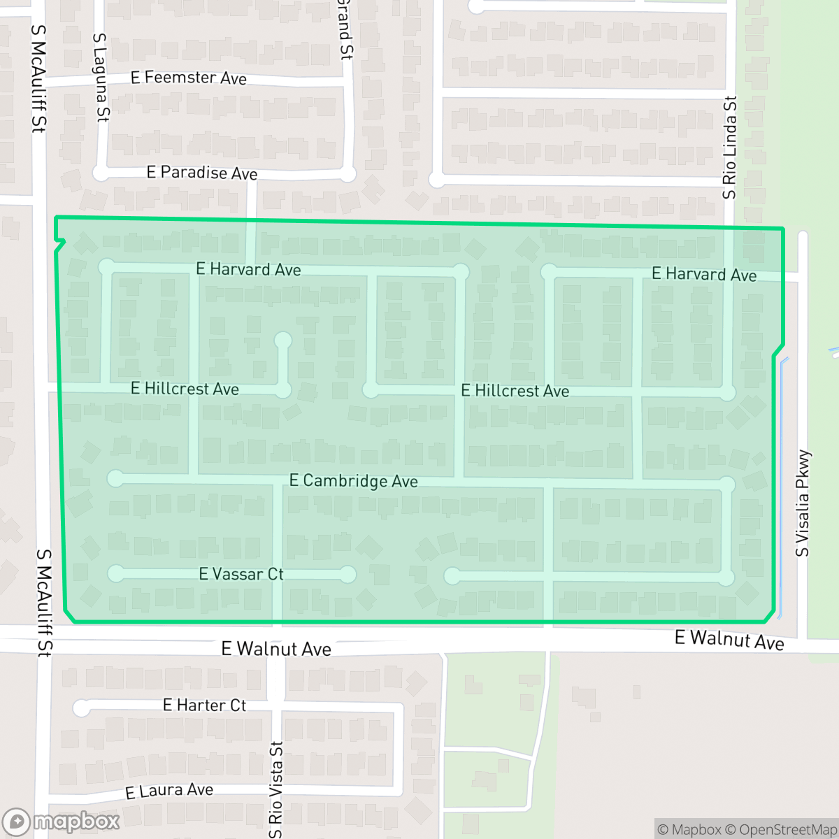 Map showing the location of Eagle Glen, Visalia, CA