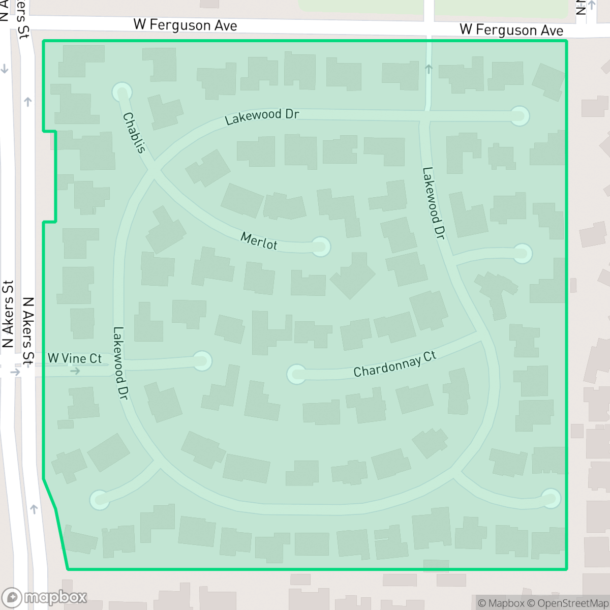Map showing the location of Lakewood, Visalia, CA