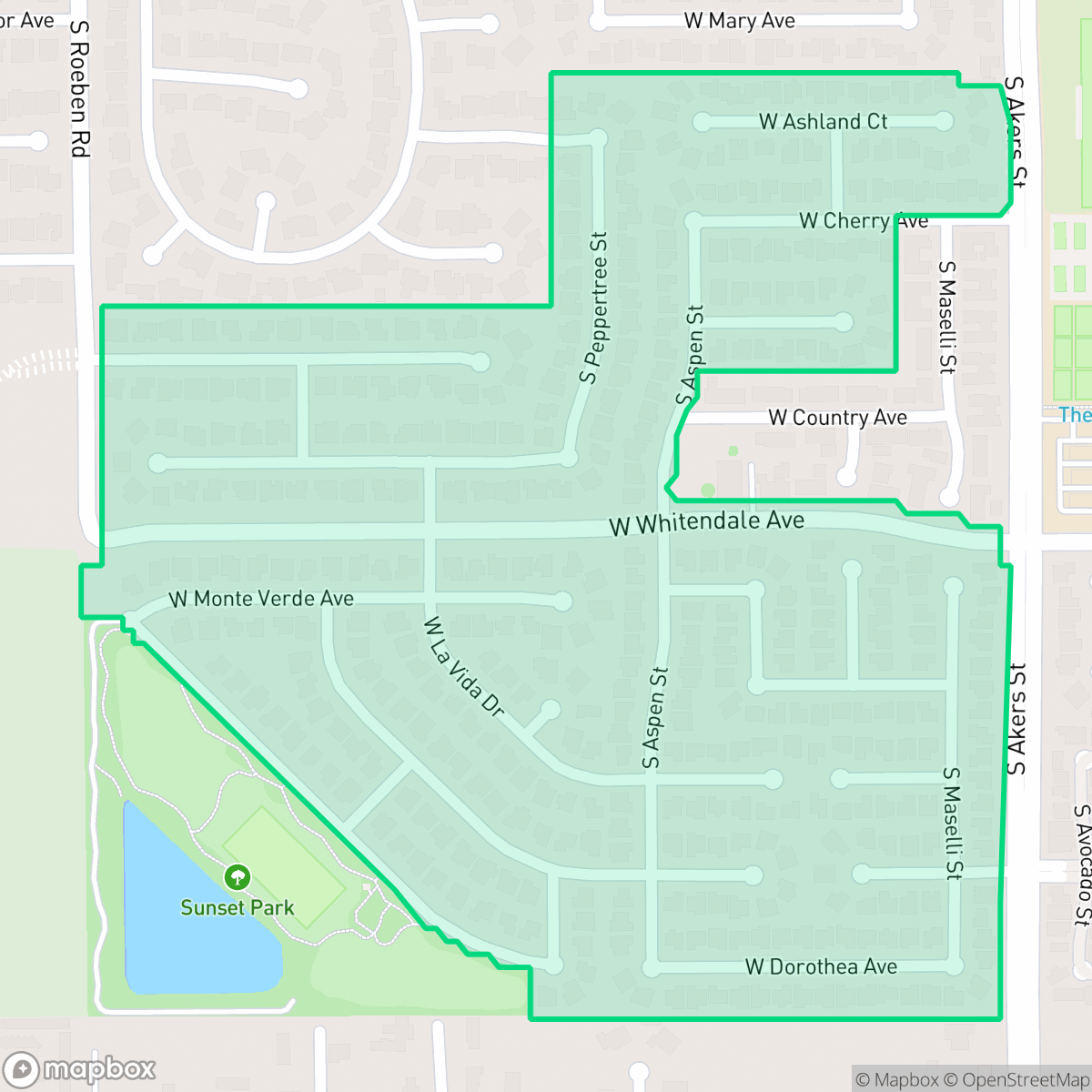 Map showing the location of Lisendra Heights, Visalia, CA