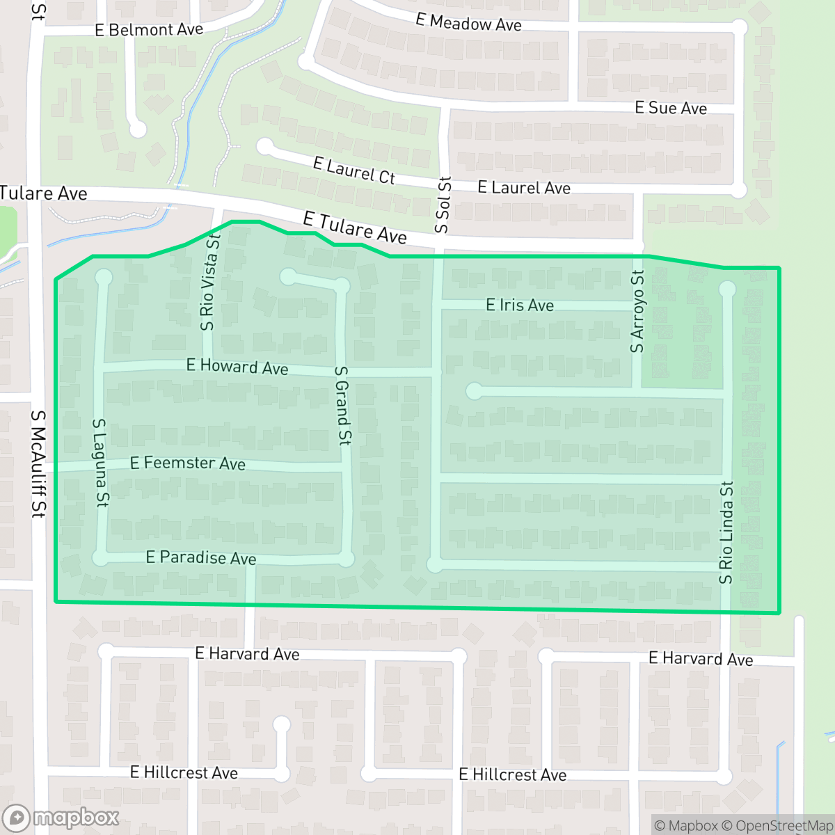 Map showing the location of Los Rios, Visalia, CA