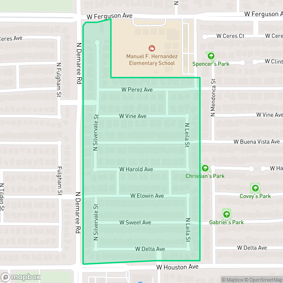 Map showing the location of Luisi Ranch, Visalia, CA