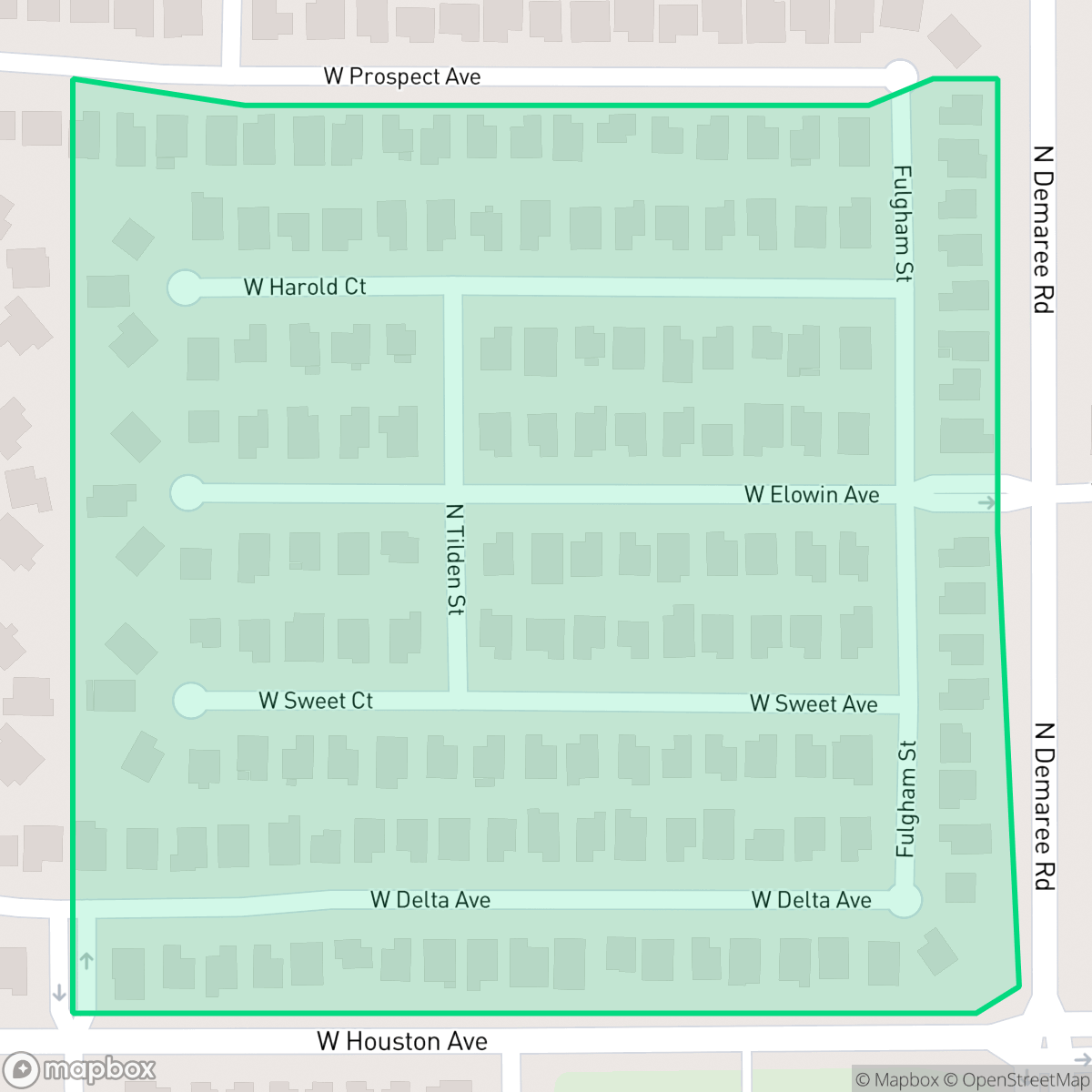 Map showing the location of Oakwood, Visalia, CA