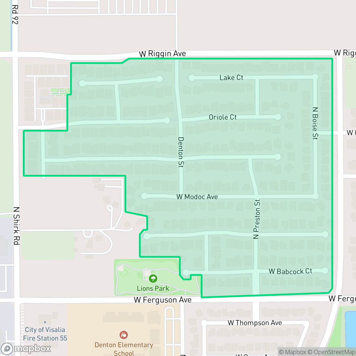 Map showing the location of Pheasant Ridge, Visalia, CA