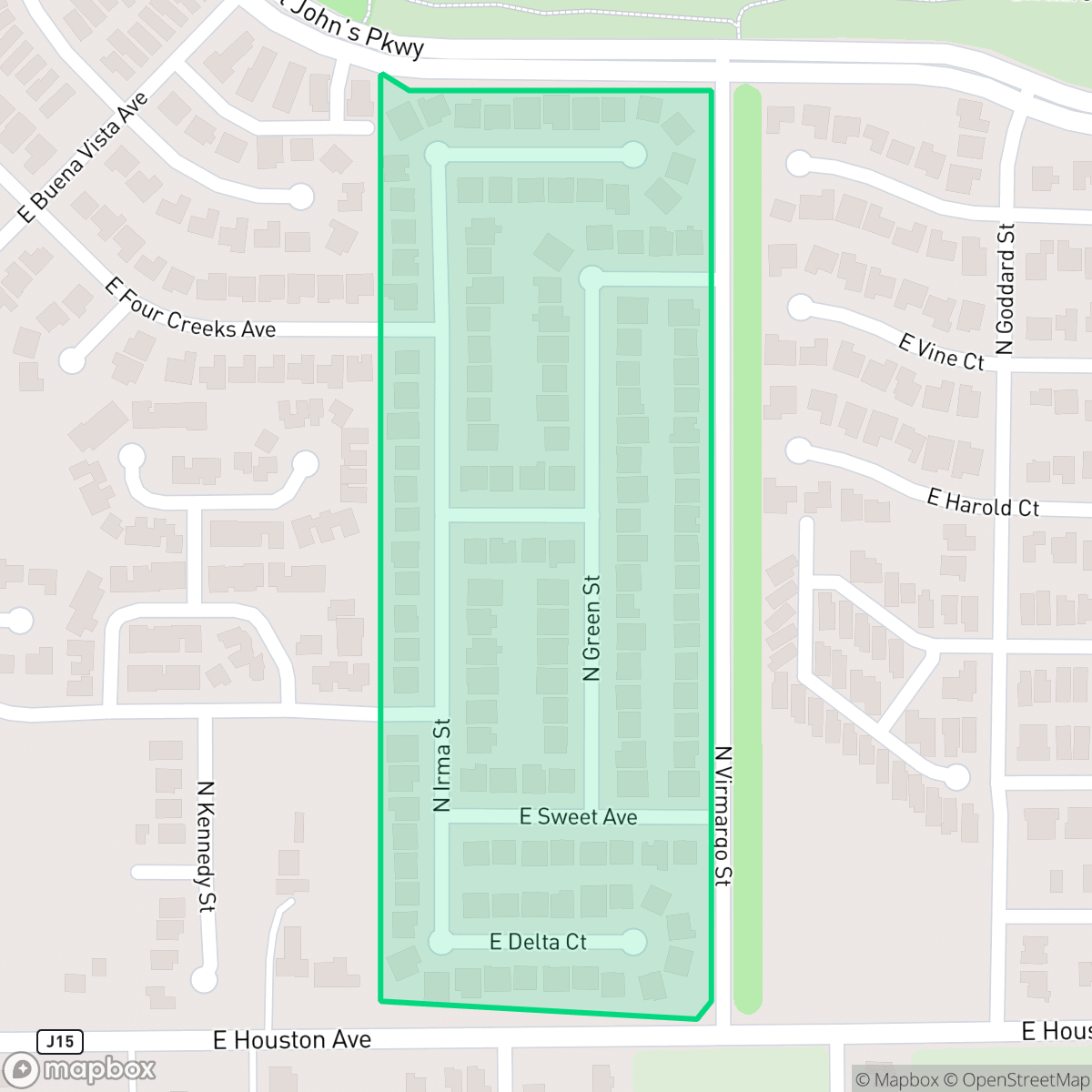 Map showing the location of Pine River Ranch Estates, Visalia, CA