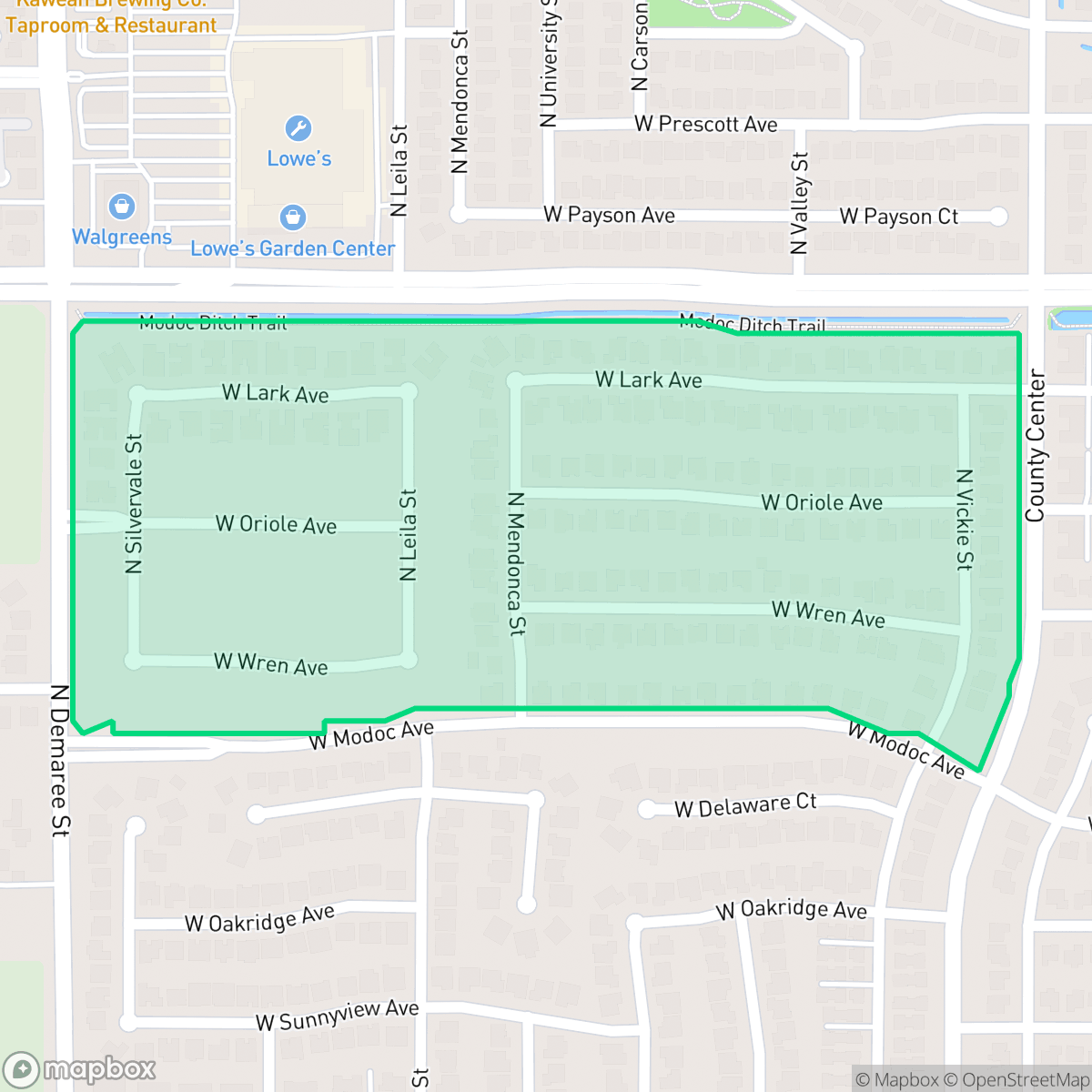 Map showing the location of Sterling Oaks, Visalia, CA