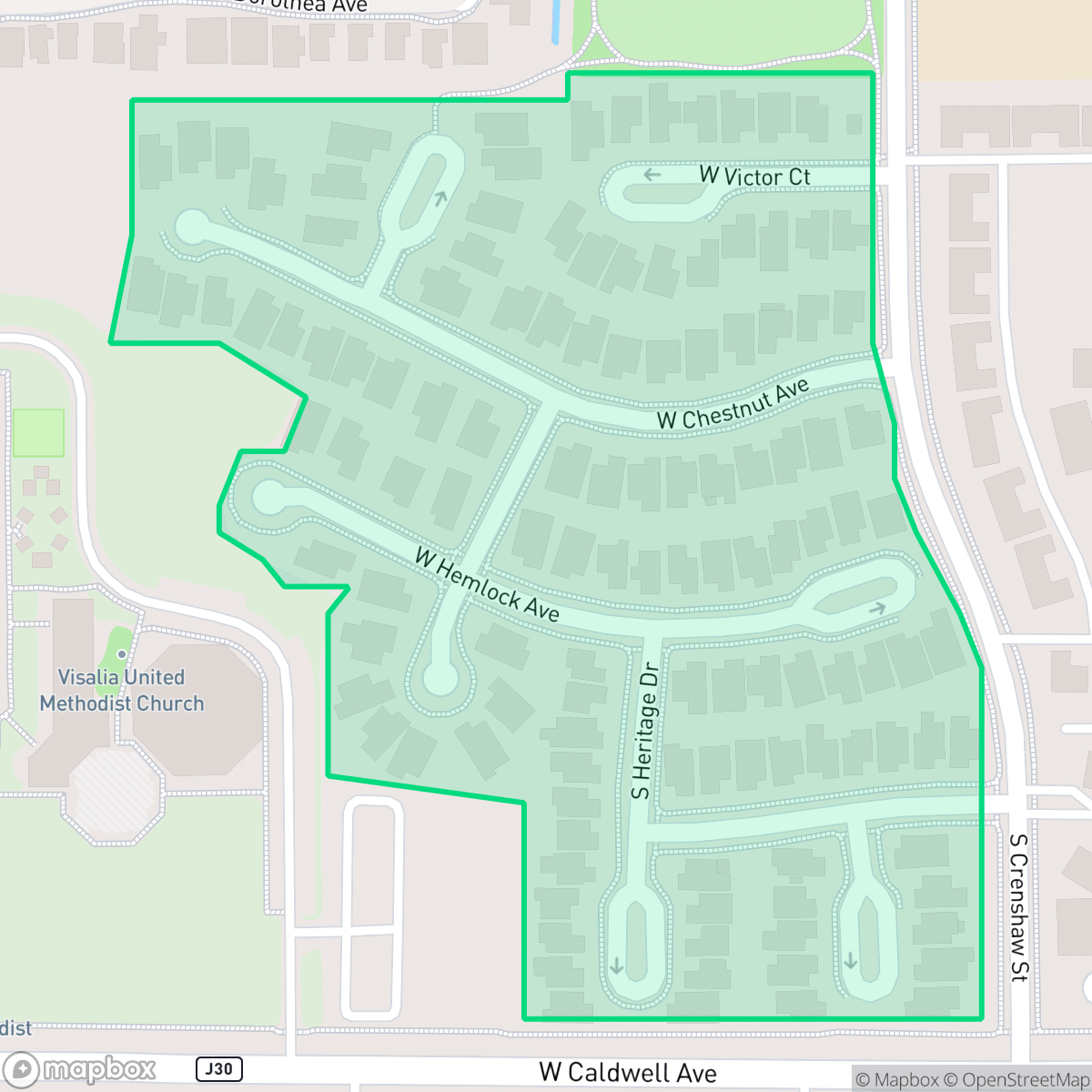 Map showing the location of Westwind, Visalia, CA