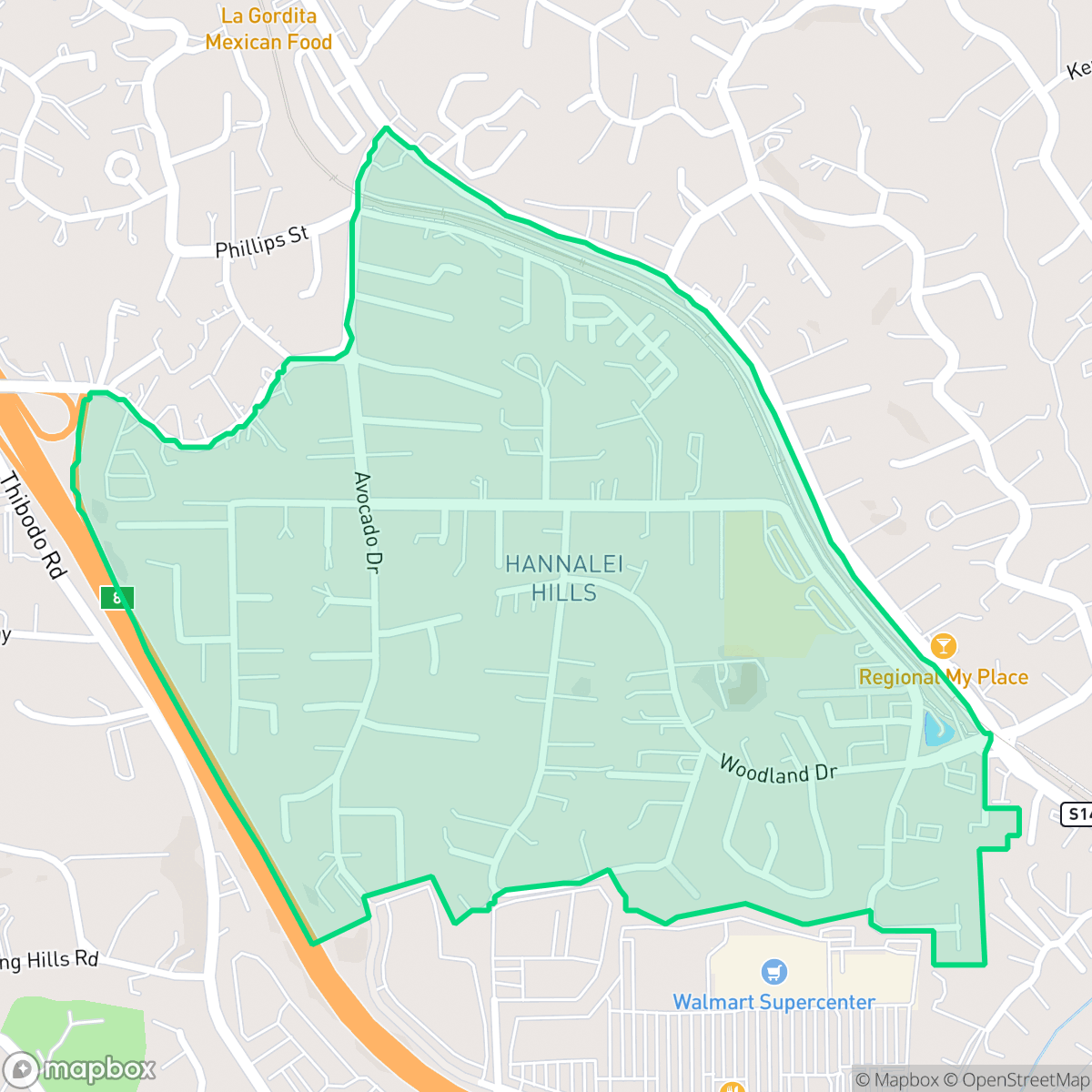 Map showing the location of Hannalei Hills, Vista, CA