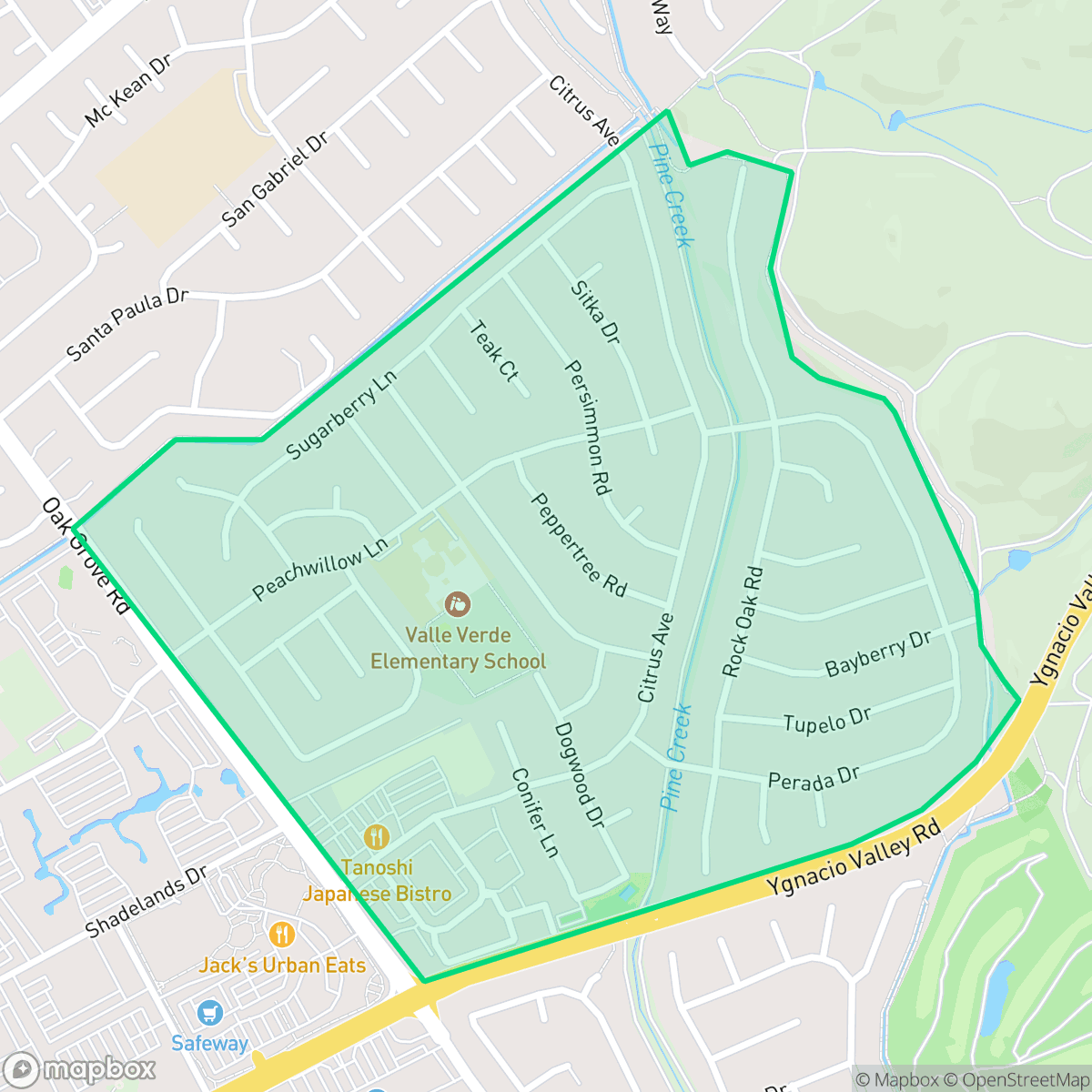 Map showing the location of Woodlands, Walnut Creek, CA