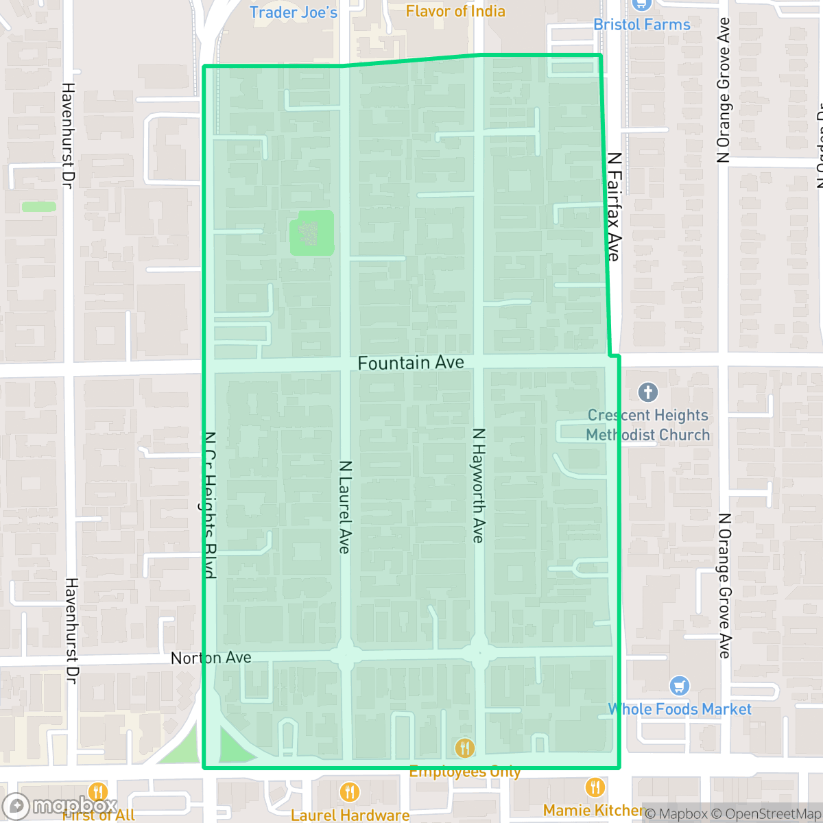 Map showing the location of Center City, West Hollywood, CA