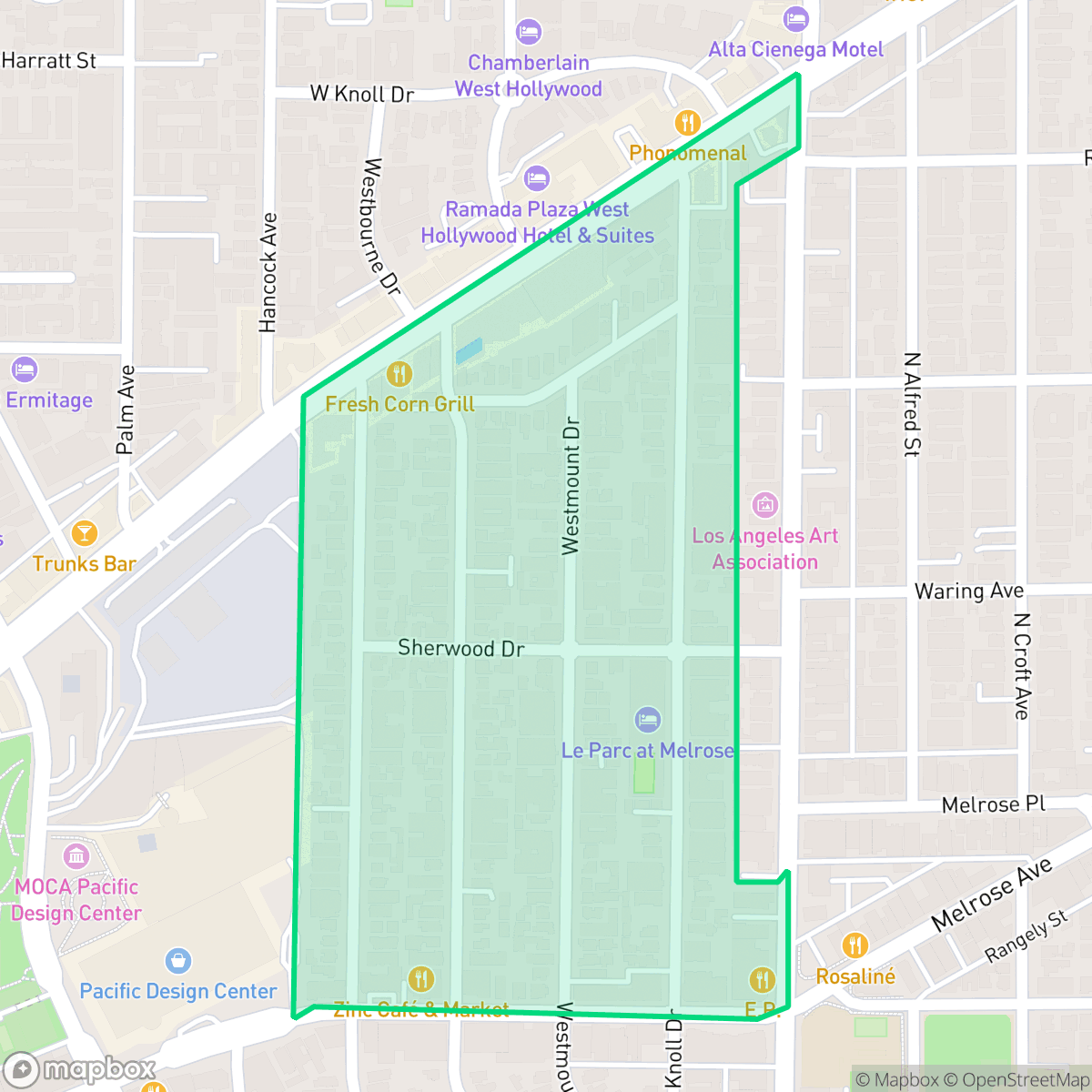 Map showing the location of Tri-West, West Hollywood, CA