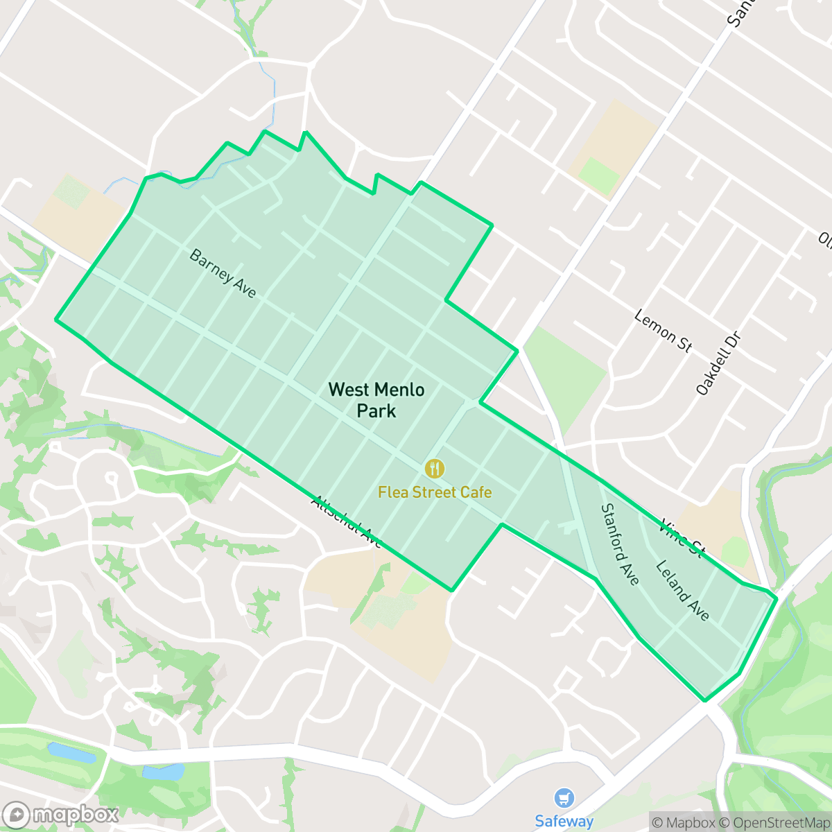 Map showing the location of University Heights, West Menlo Park, CA