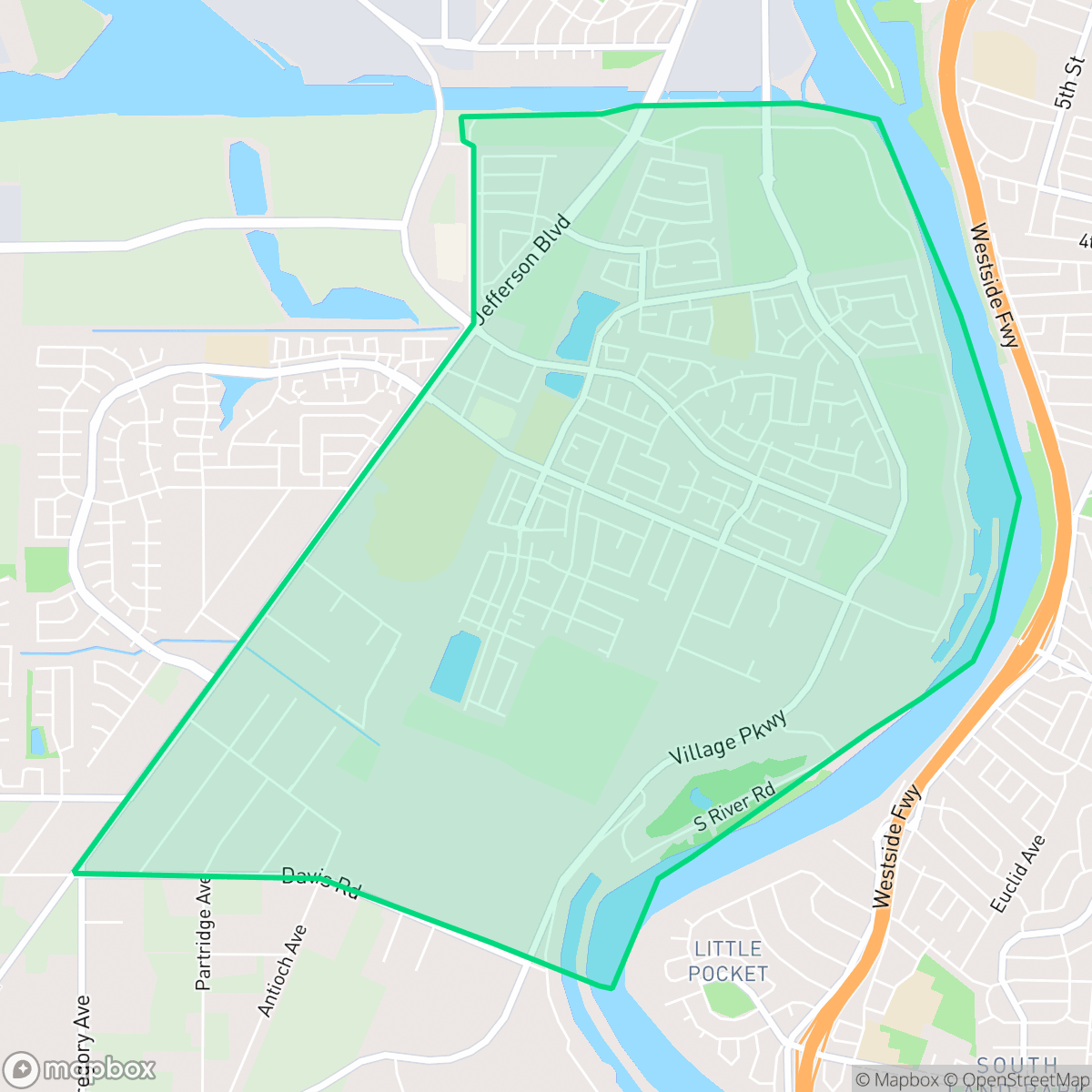 Map showing the location of Northeast Village, West Sacramento, CA