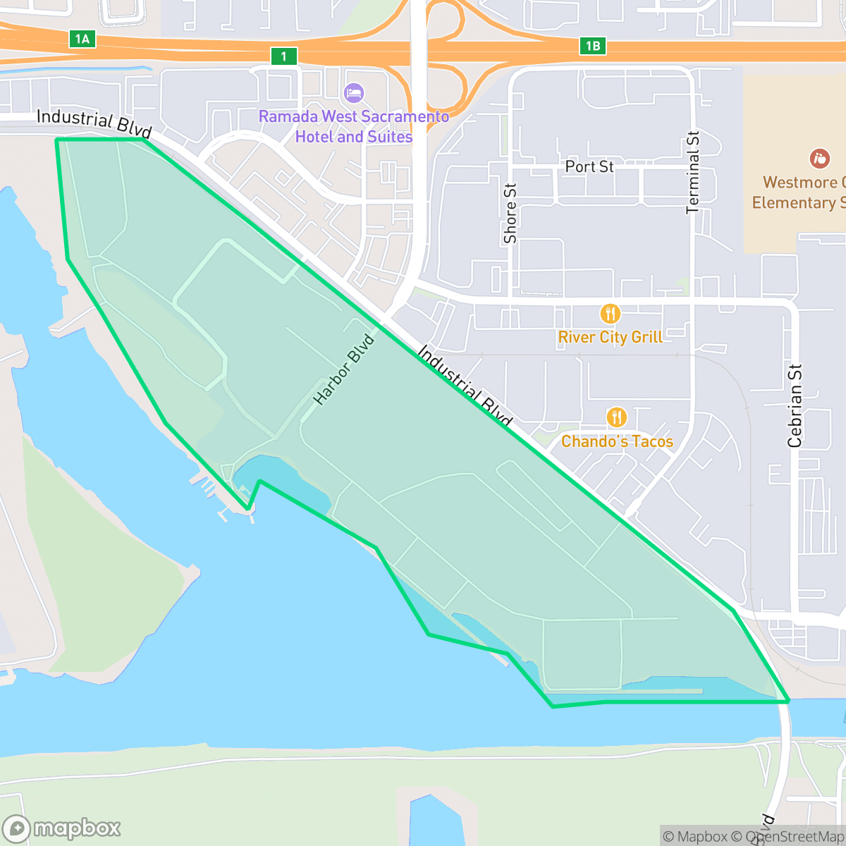 Map showing the location of Port North, West Sacramento, CA