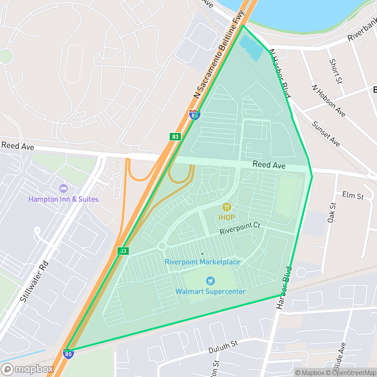 Map showing the location of Riverfront, West Sacramento, CA