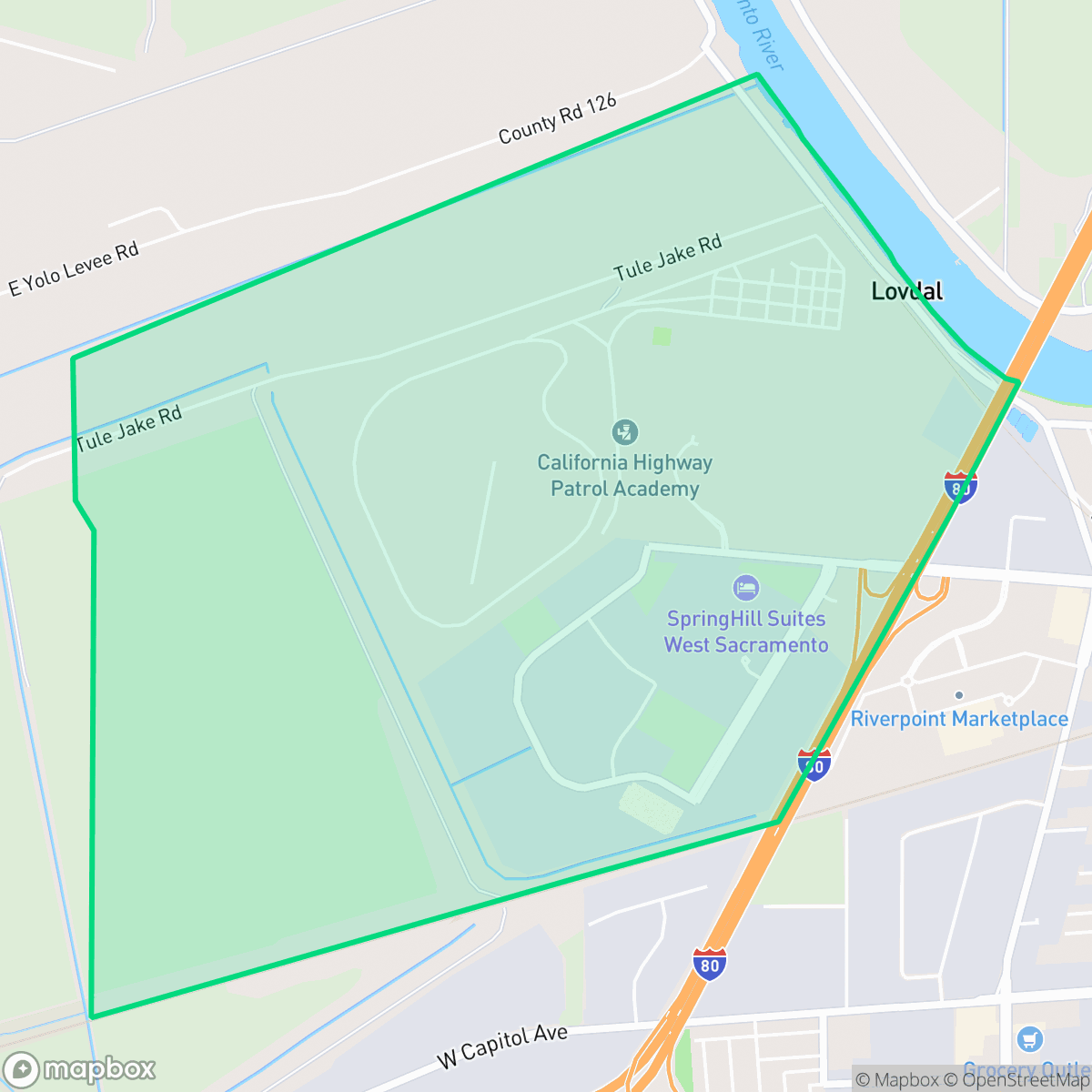 Map showing the location of Riverside/CHP, West Sacramento, CA