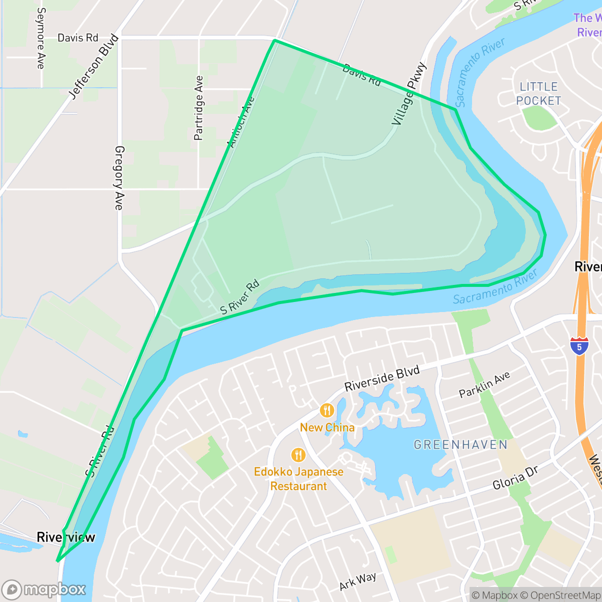 Map showing the location of Southeast Village, West Sacramento, CA