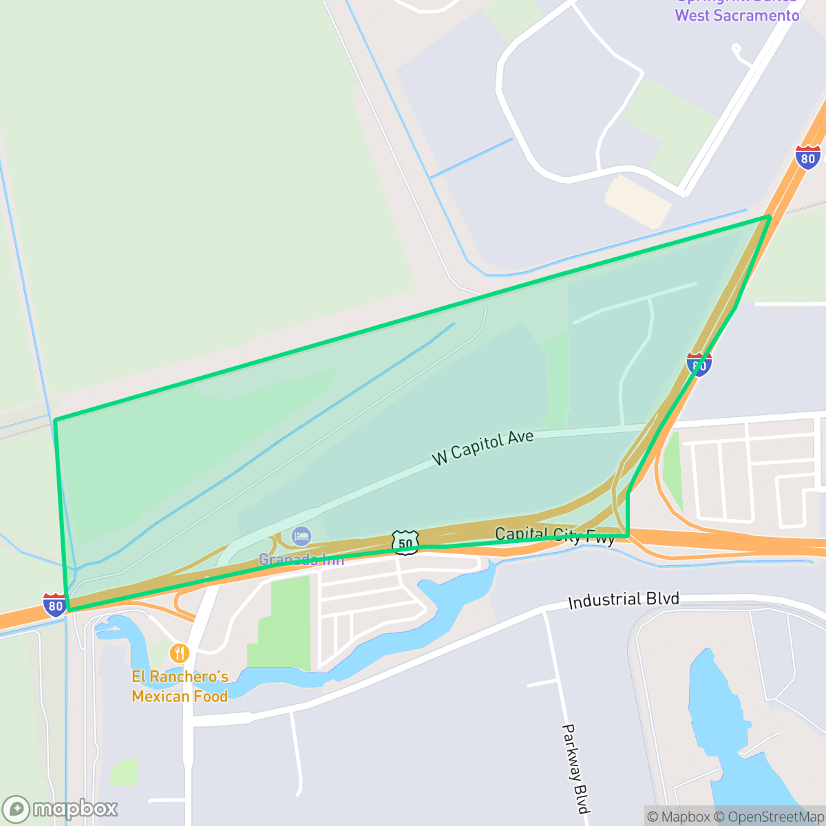 Map showing the location of West End Cap, West Sacramento, CA