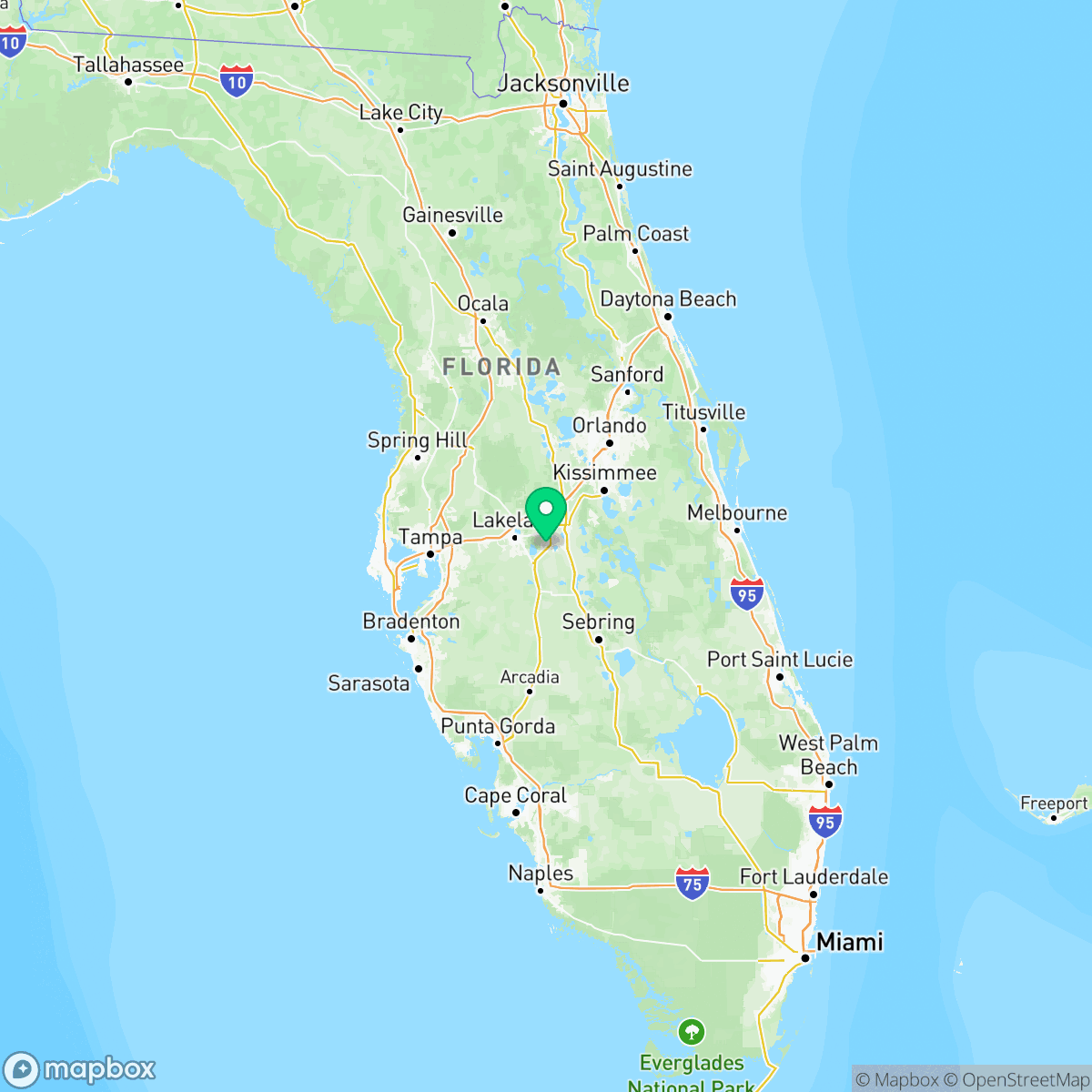 Map showing the location of Florida — coverage area