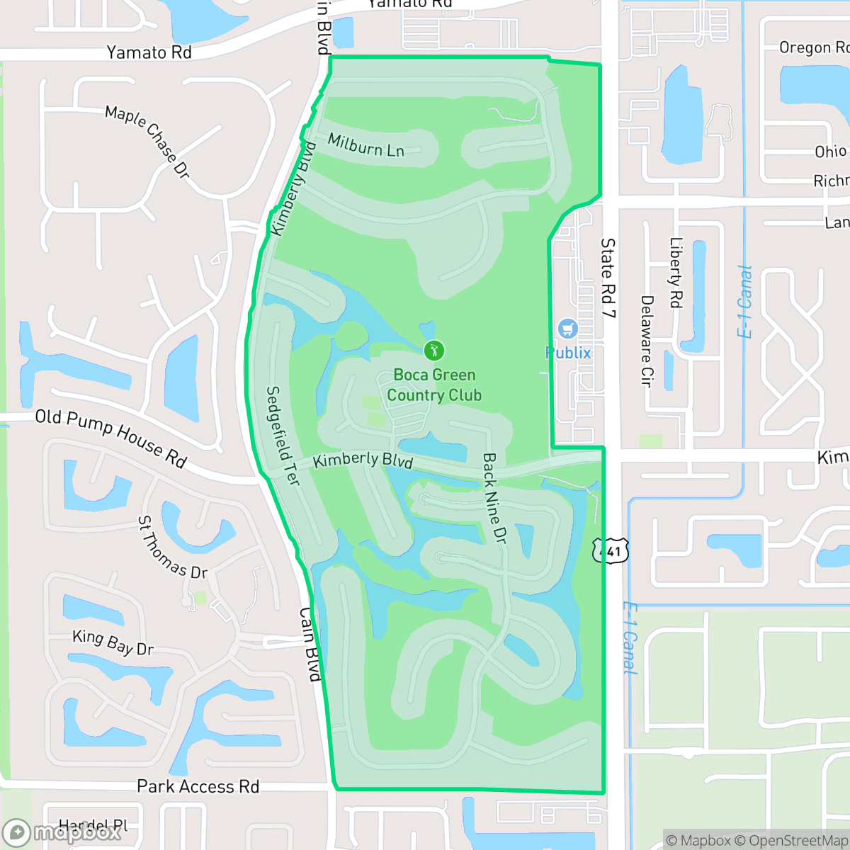 Map showing the location of Boca Greens, Boca Raton, FL