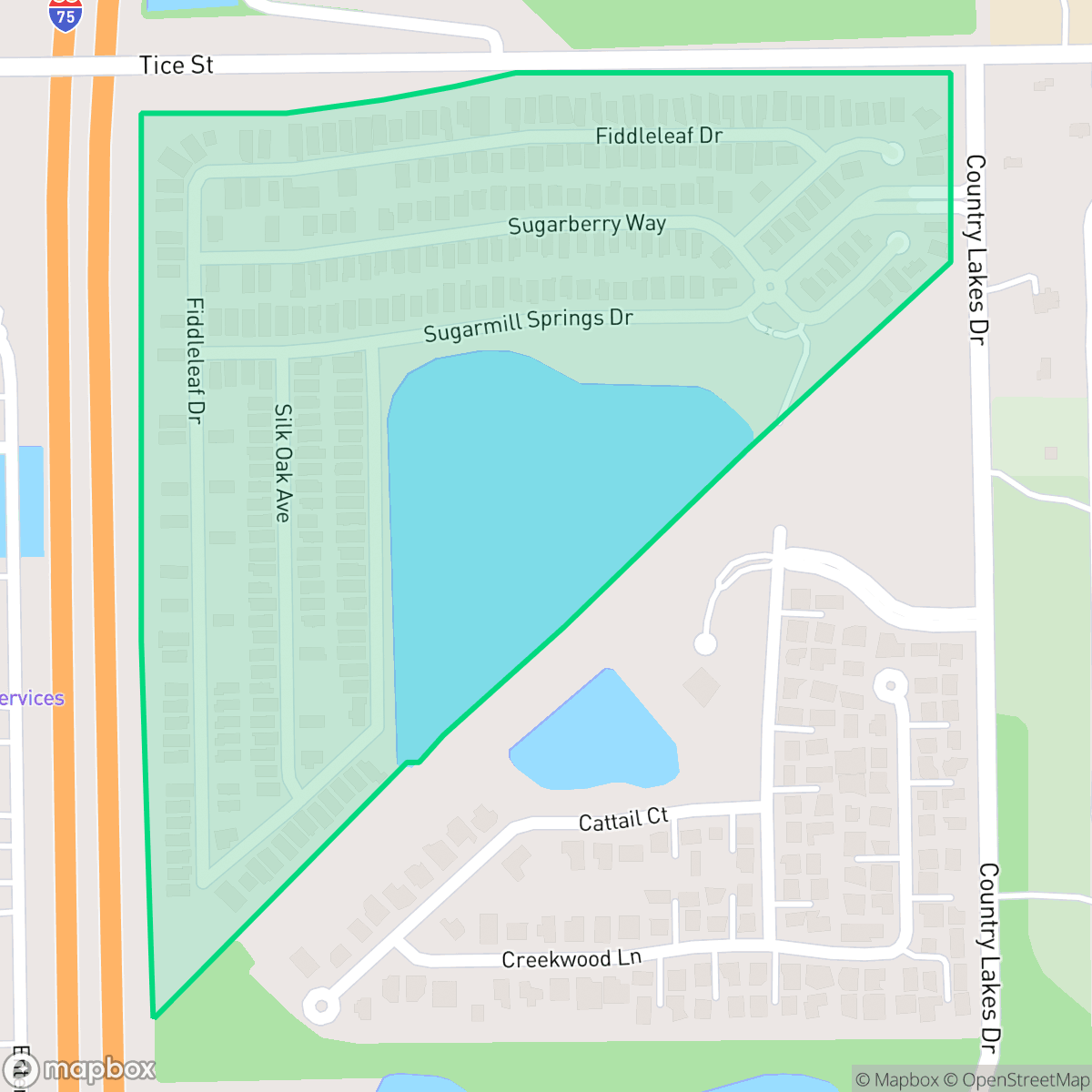 Map showing the location of Crystal Lakes MHP, Buckingham, FL