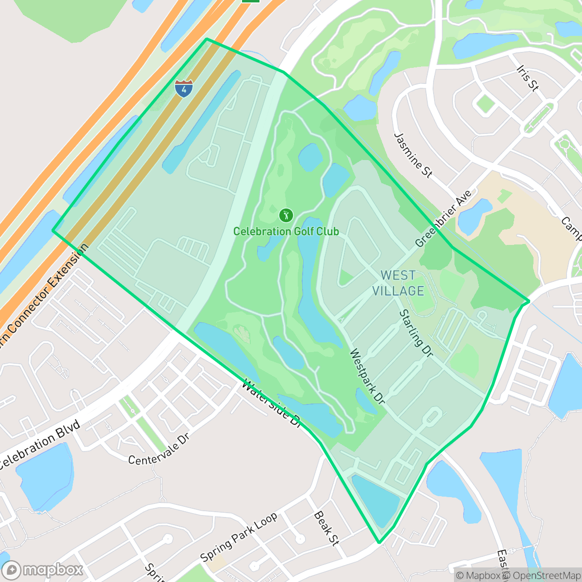 Map showing the location of West Village, Celebration, FL