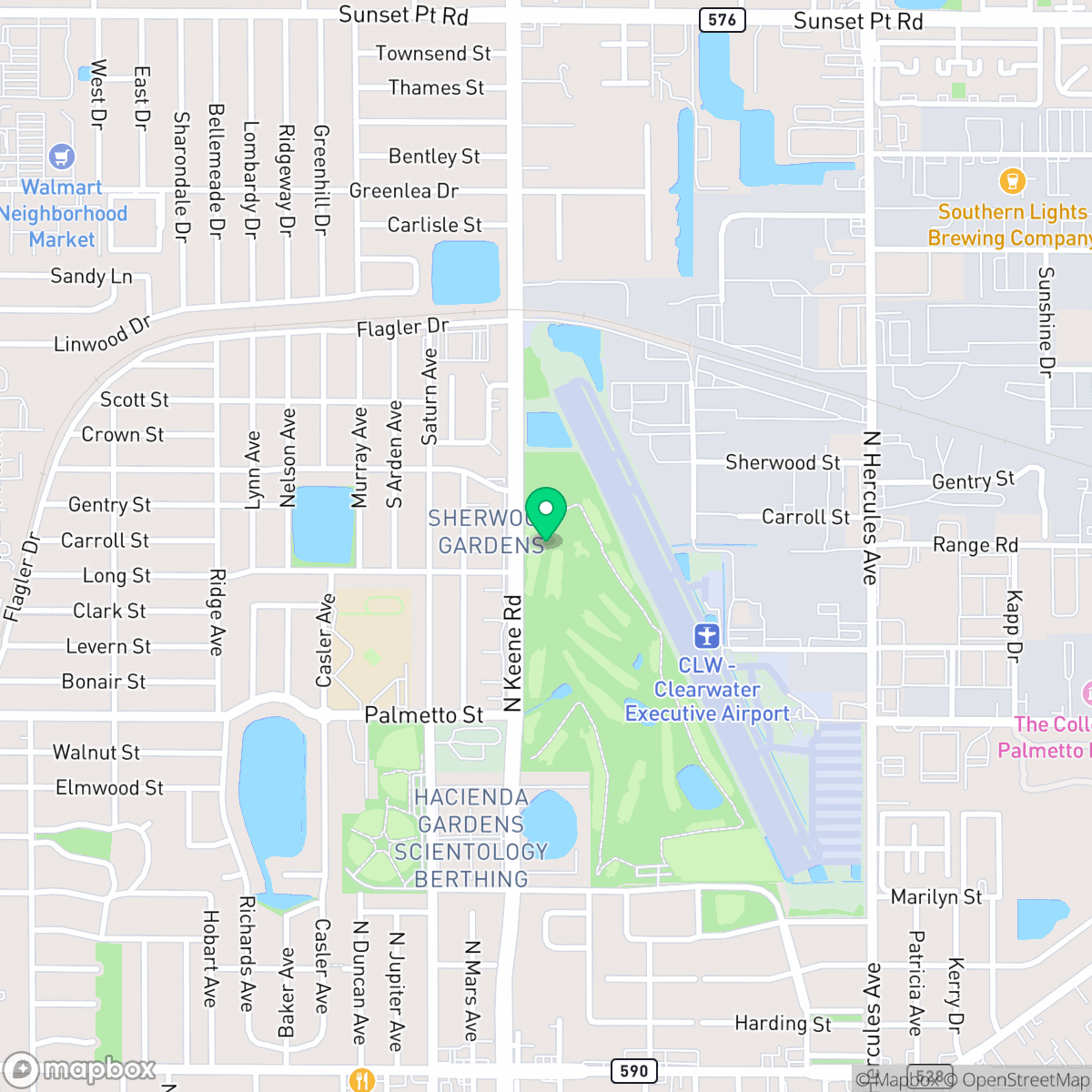 Map showing the location of Clearwater, FL — coverage area