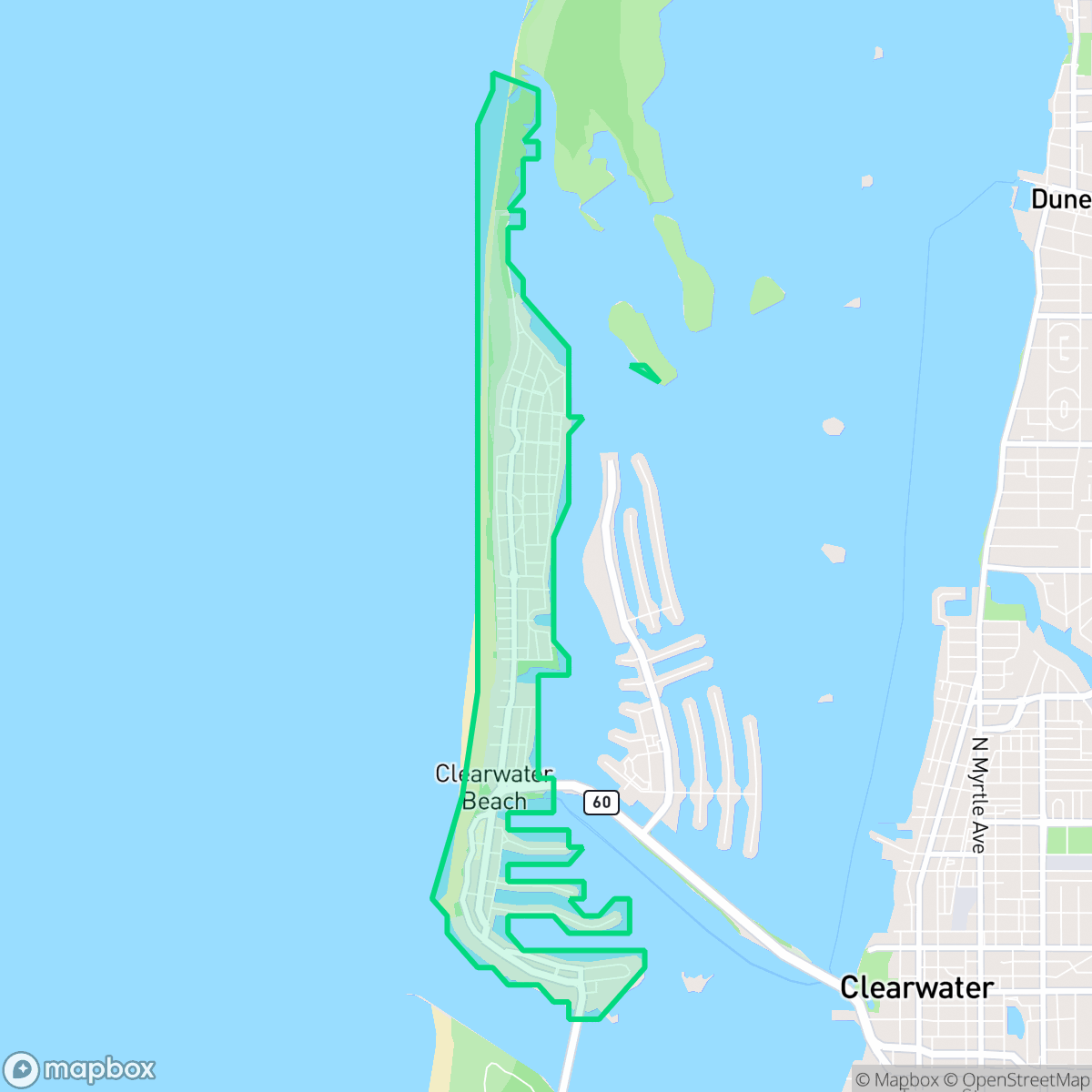 Map showing the location of Clearwater Beach Association, Clearwater, FL