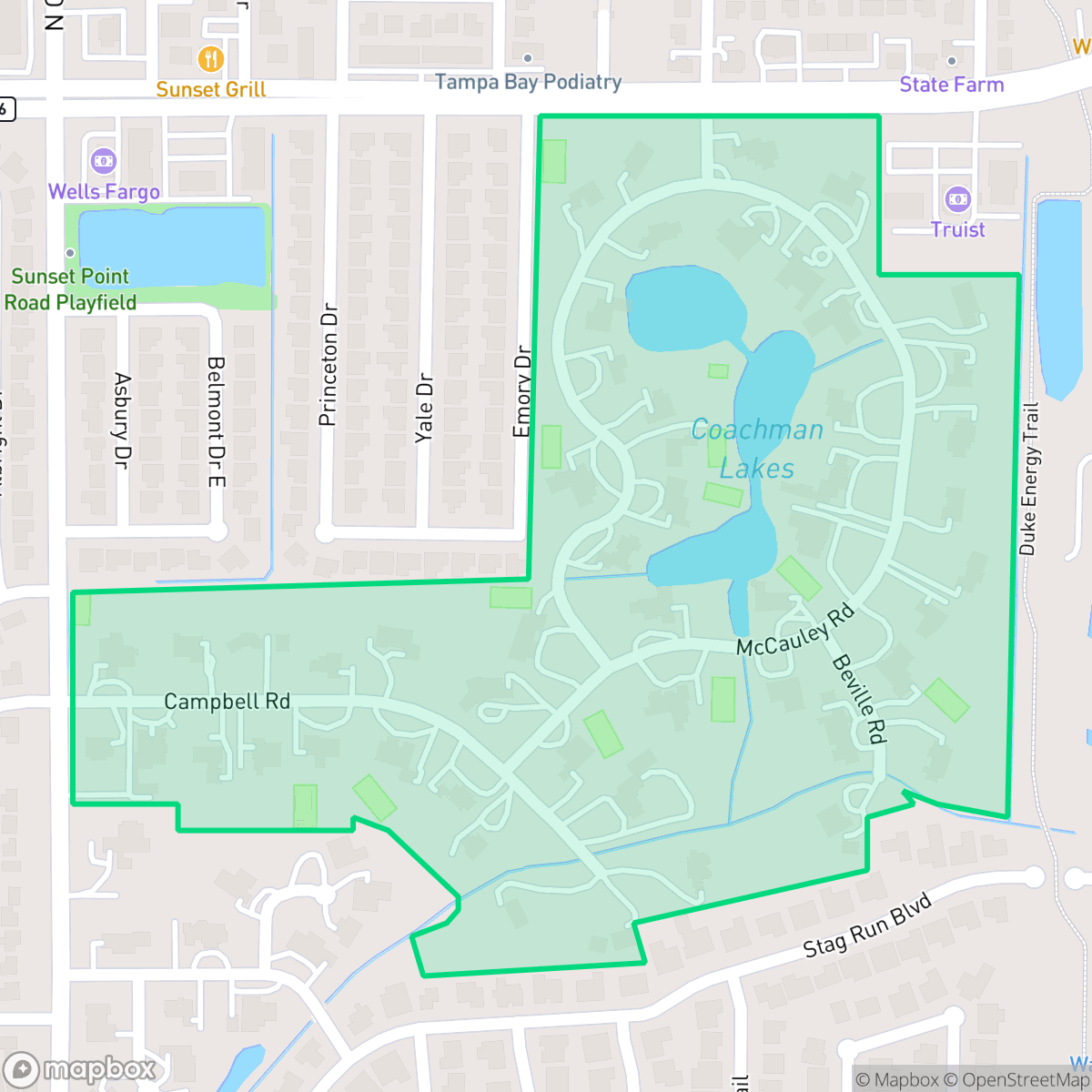 Map showing the location of Coachman Lakes Estates, Clearwater, FL