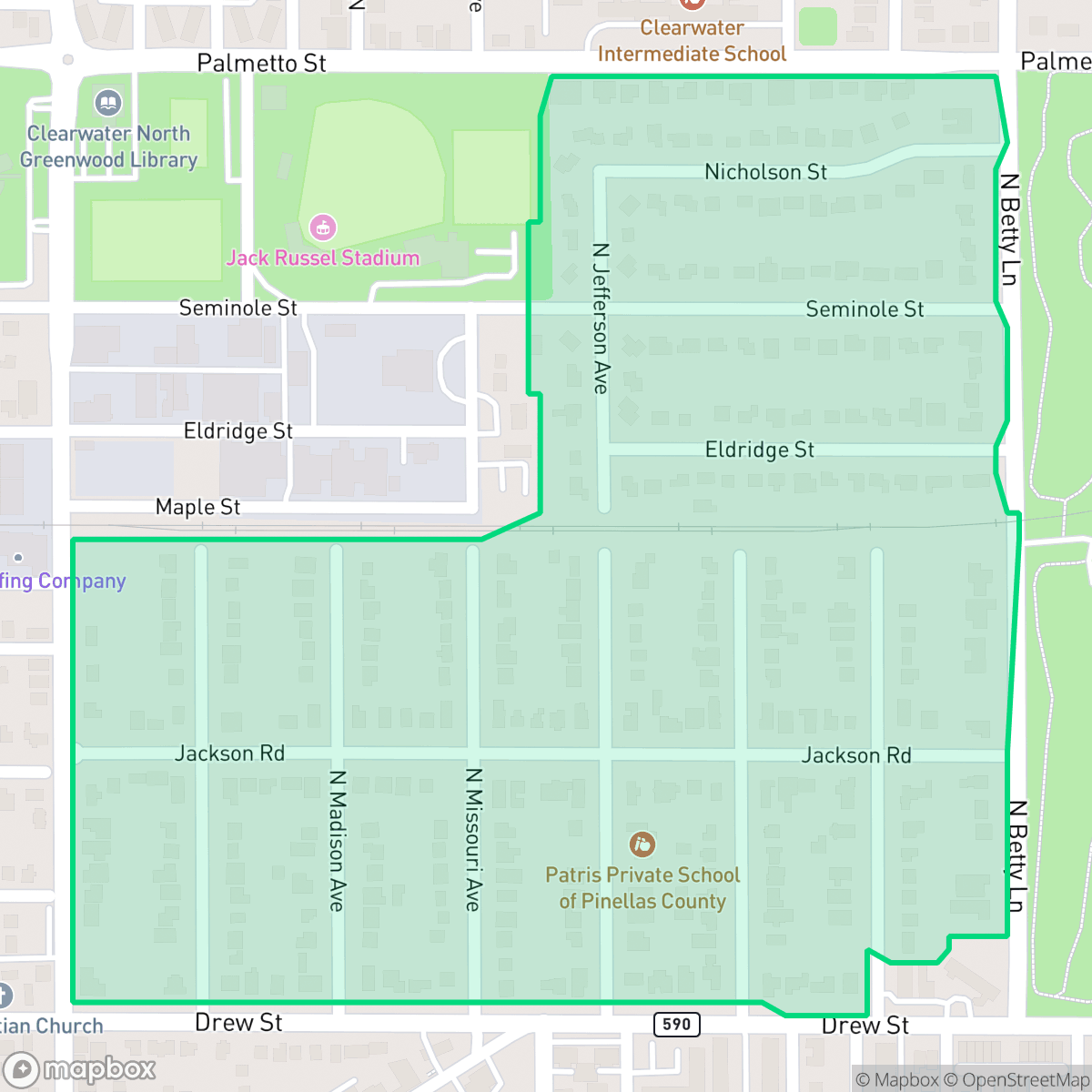 Map showing the location of Country Club Estates Homeowners Assoc, Clearwater, FL