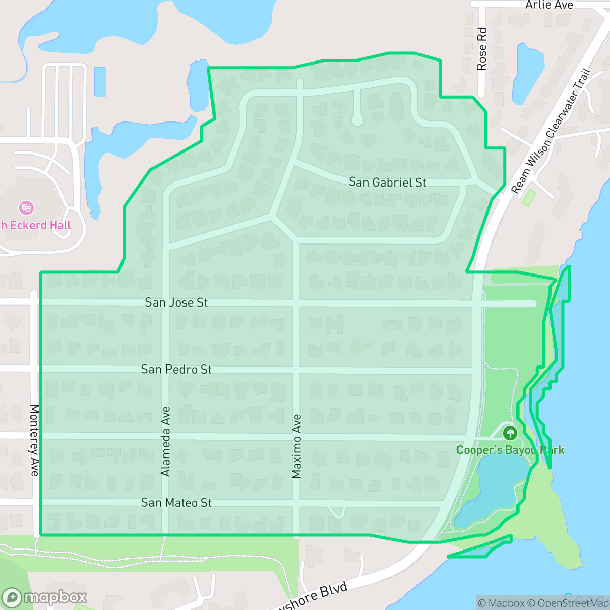 Map showing the location of Del Oro Groves Homeowners Association, Clearwater, FL