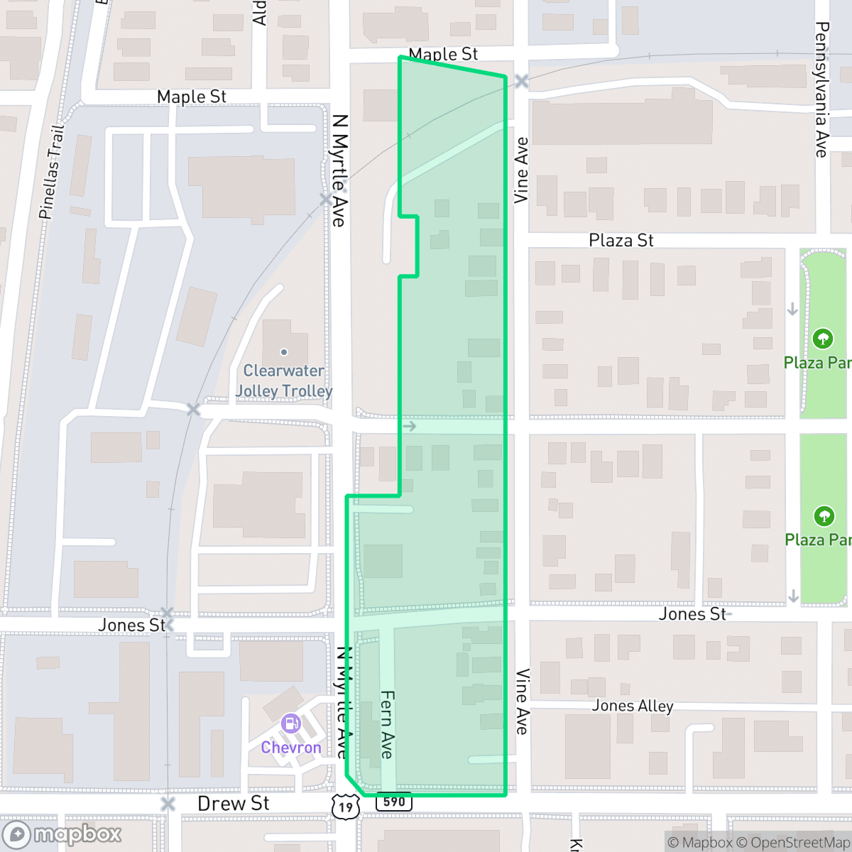 Map showing the location of Drew Park Plaza Homeowners Association, Clearwater, FL