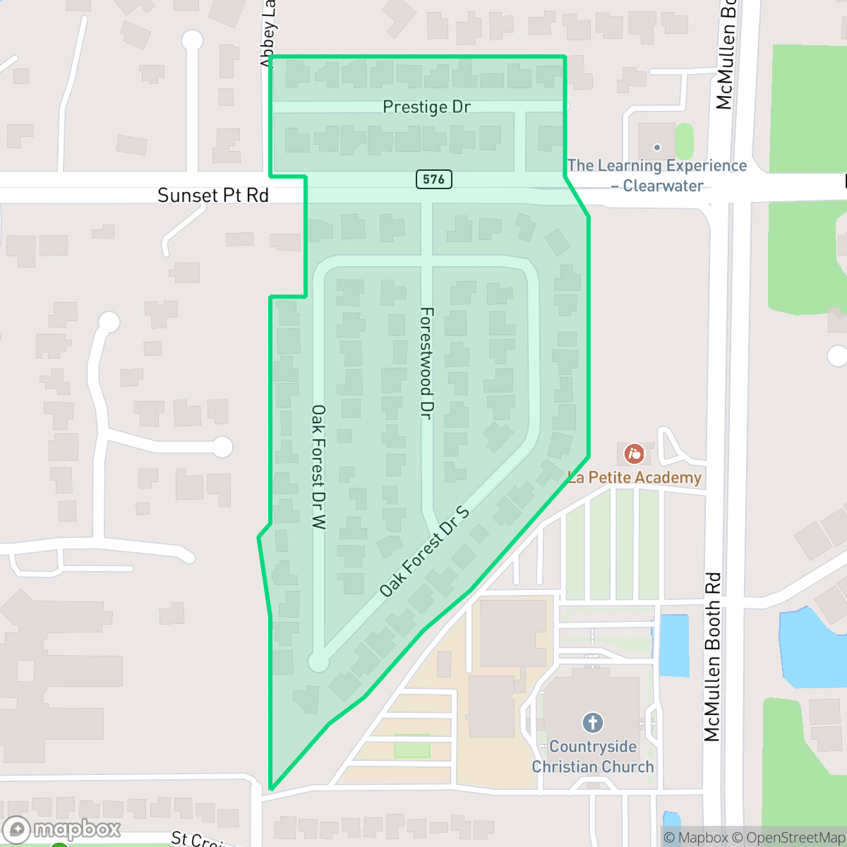Map showing the location of Forest Wood Homeowners Association, Clearwater, FL